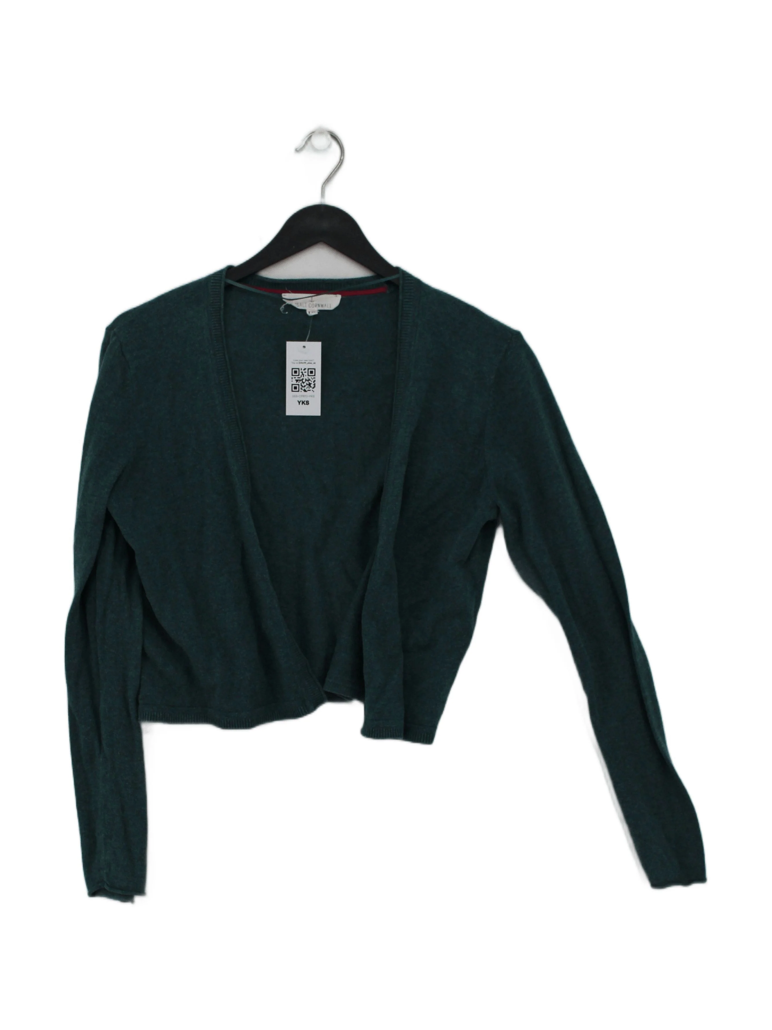 SEASALT CORNWALL Women's Cardigan UK 12 Green 100% Cotton V-Neck Cardigan