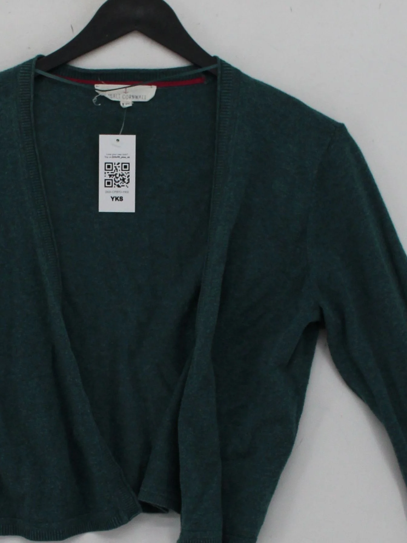 SEASALT CORNWALL Women's Cardigan UK 12 Green 100% Cotton V-Neck Cardigan - Image 3