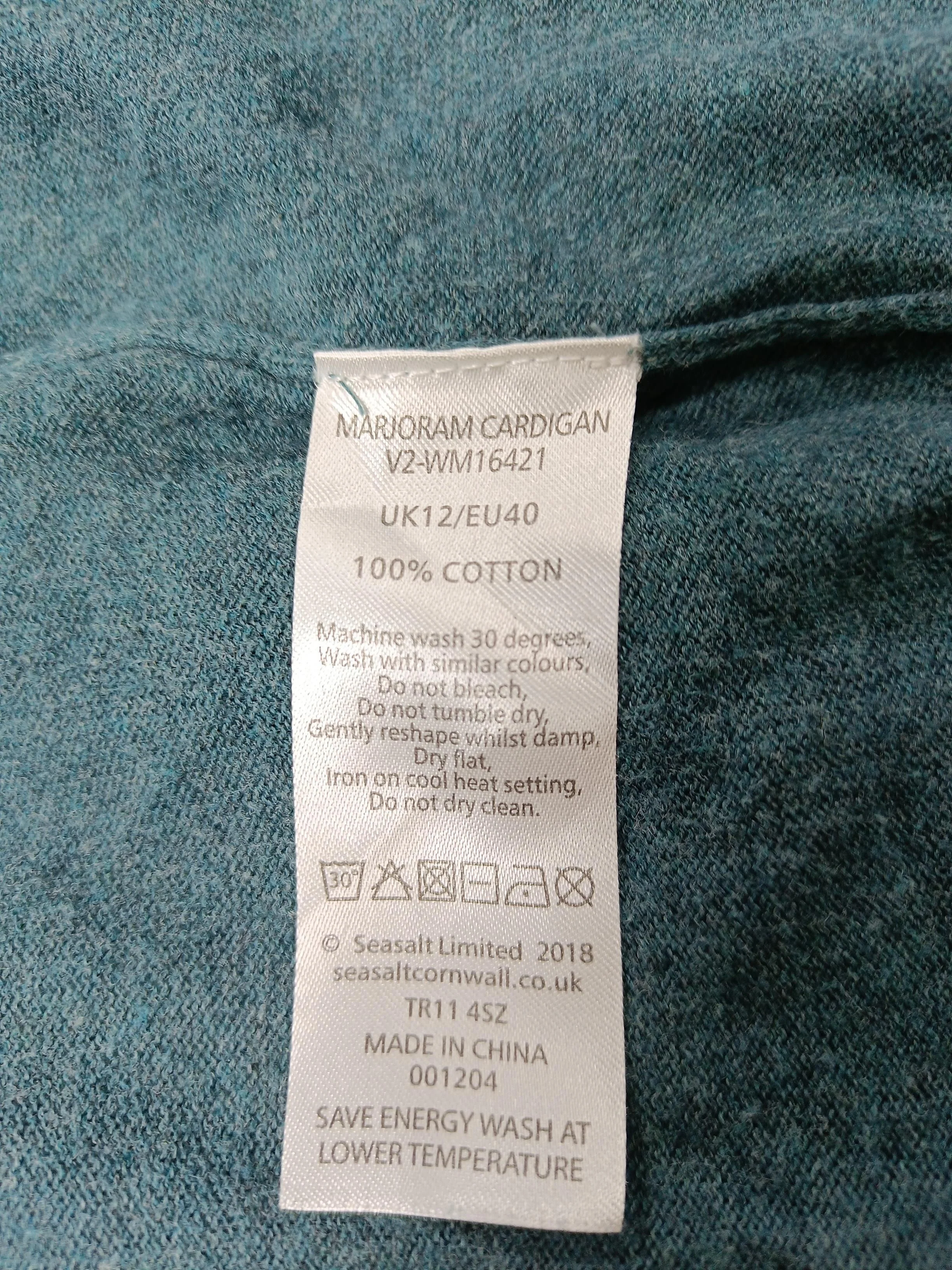 SEASALT CORNWALL Women's Cardigan UK 12 Green 100% Cotton V-Neck Cardigan - Image 7