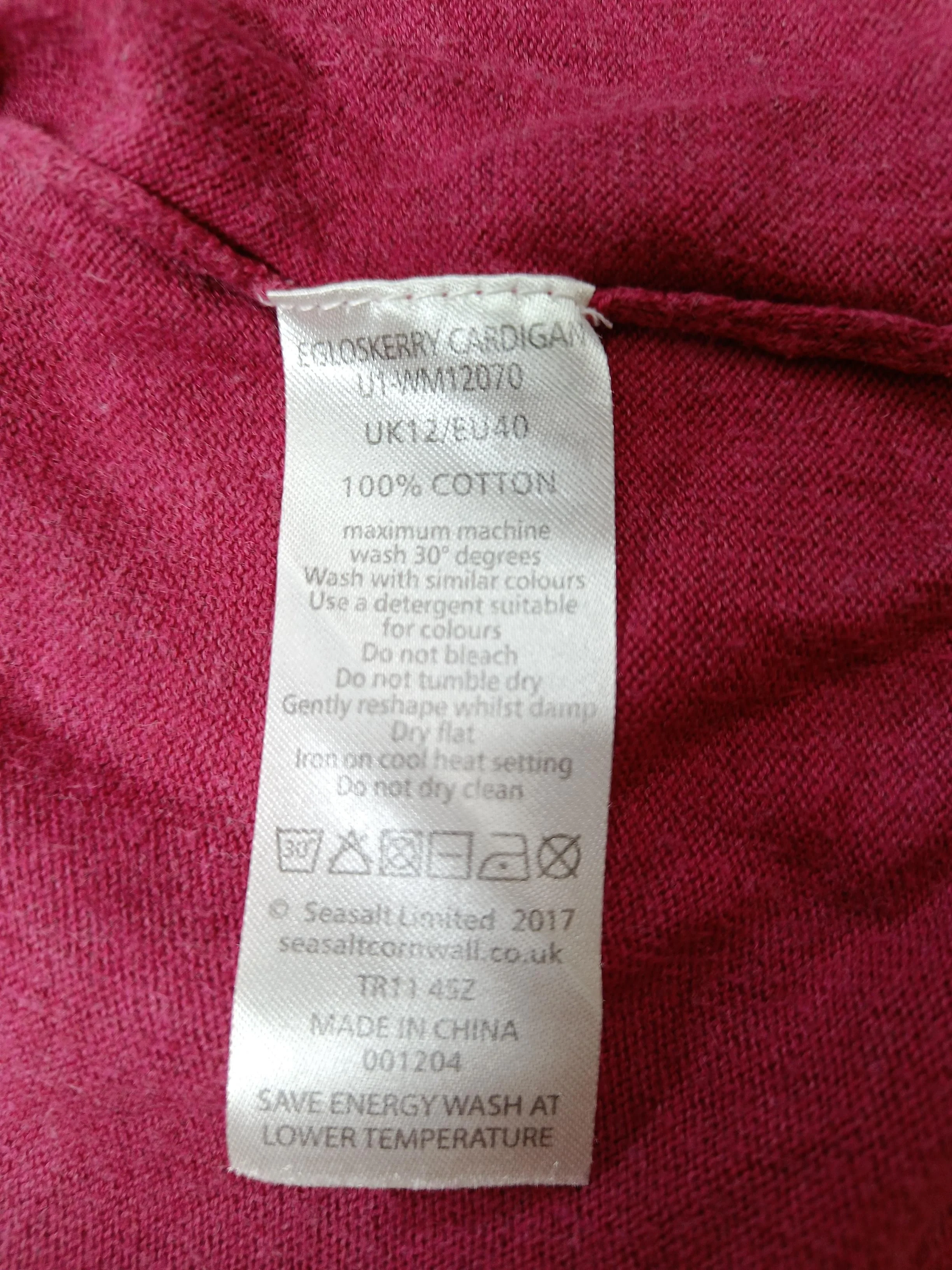 SEASALT CORNWALL Women's Cardigan UK 12 Red 100% Cotton V-Neck Cardigan - Image 7