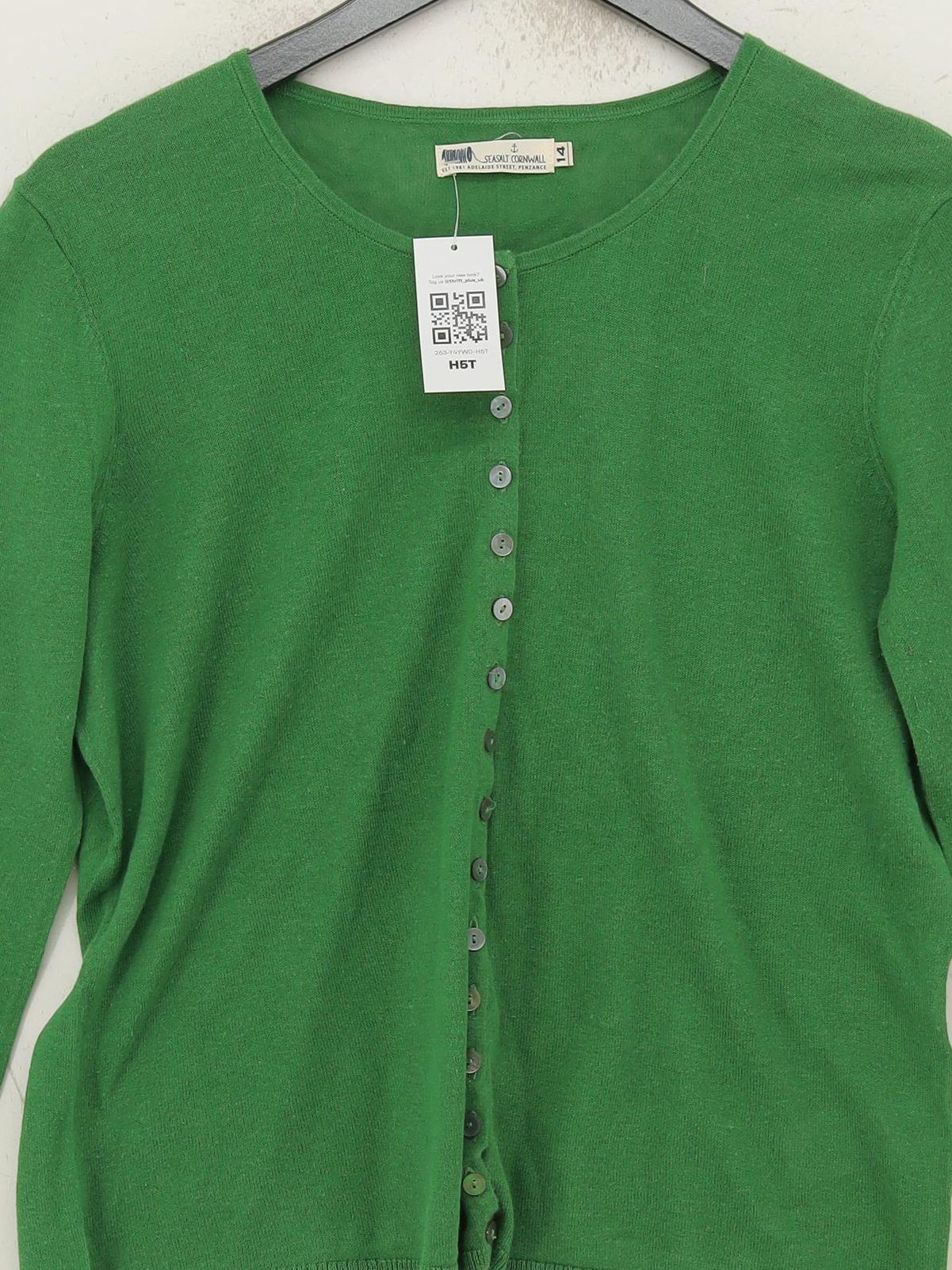 SEASALT CORNWALL Women's Cardigan UK 14 Green Linen with Cotton Cardigan - Image 3