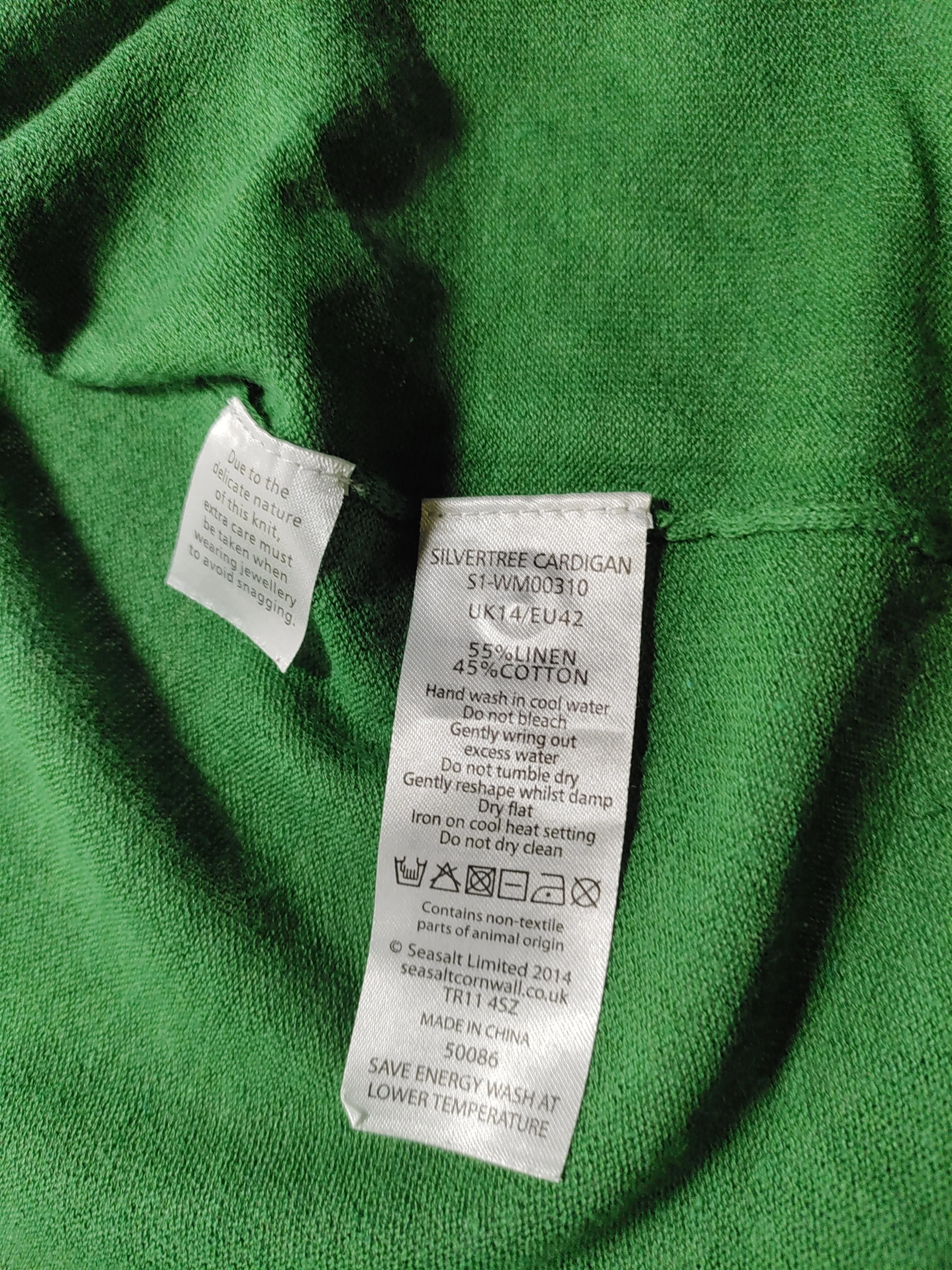 SEASALT CORNWALL Women's Cardigan UK 14 Green Linen with Cotton Cardigan - Image 7