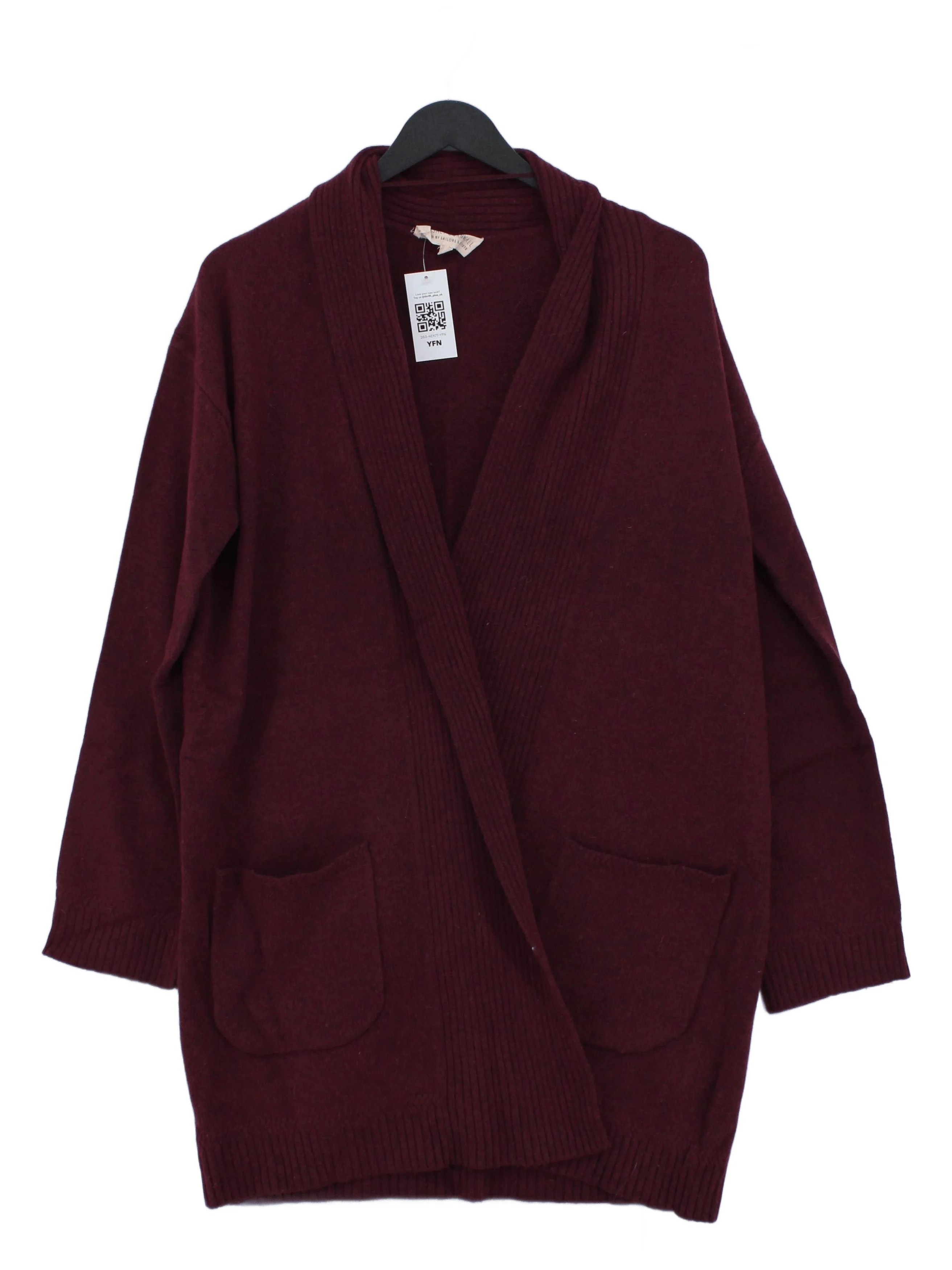 SEASALT CORNWALL Women's Cardigan UK 14 Red Wool with Nylon Collared Cardigan