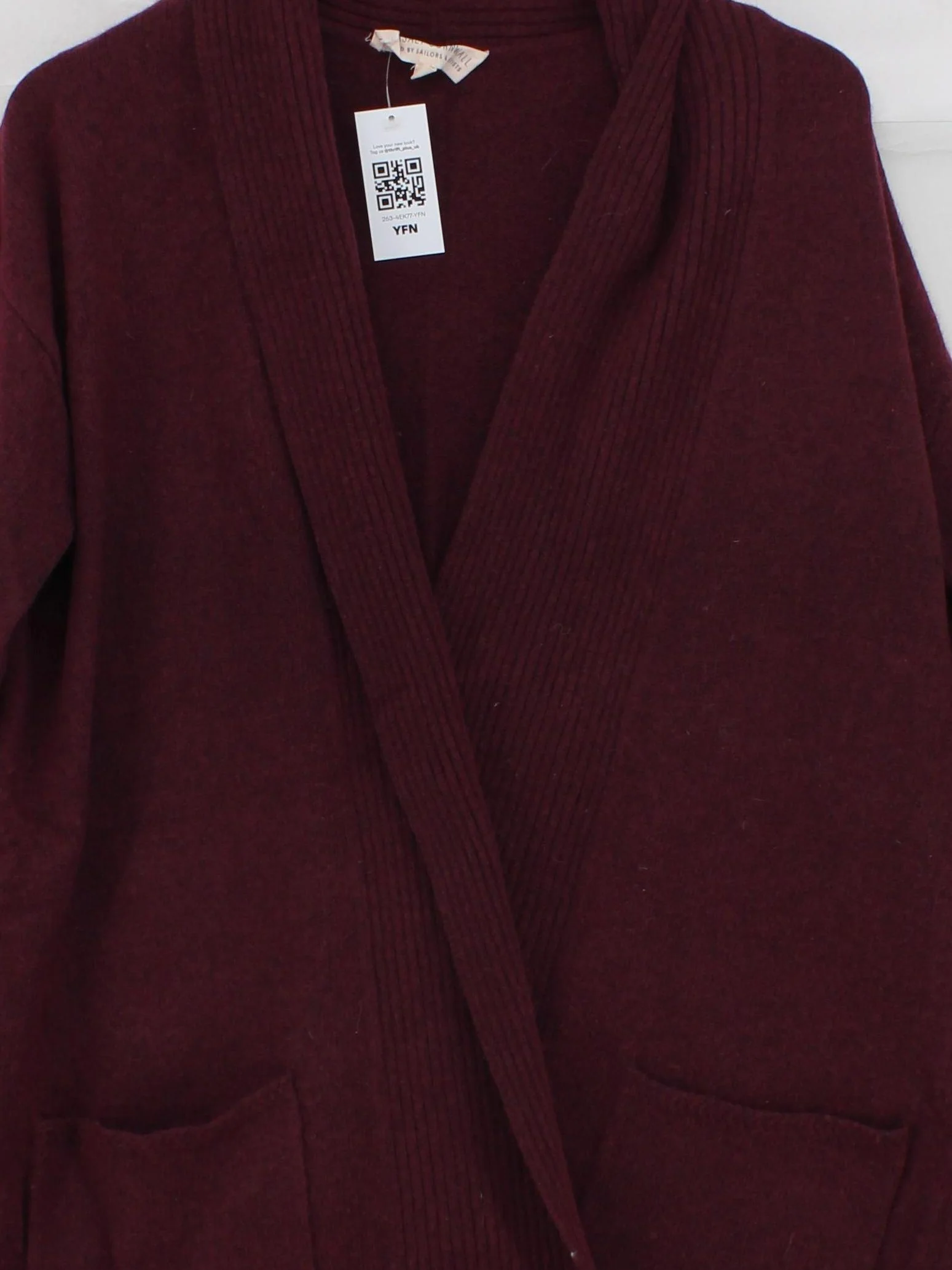 SEASALT CORNWALL Women's Cardigan UK 14 Red Wool with Nylon Collared Cardigan - Image 3