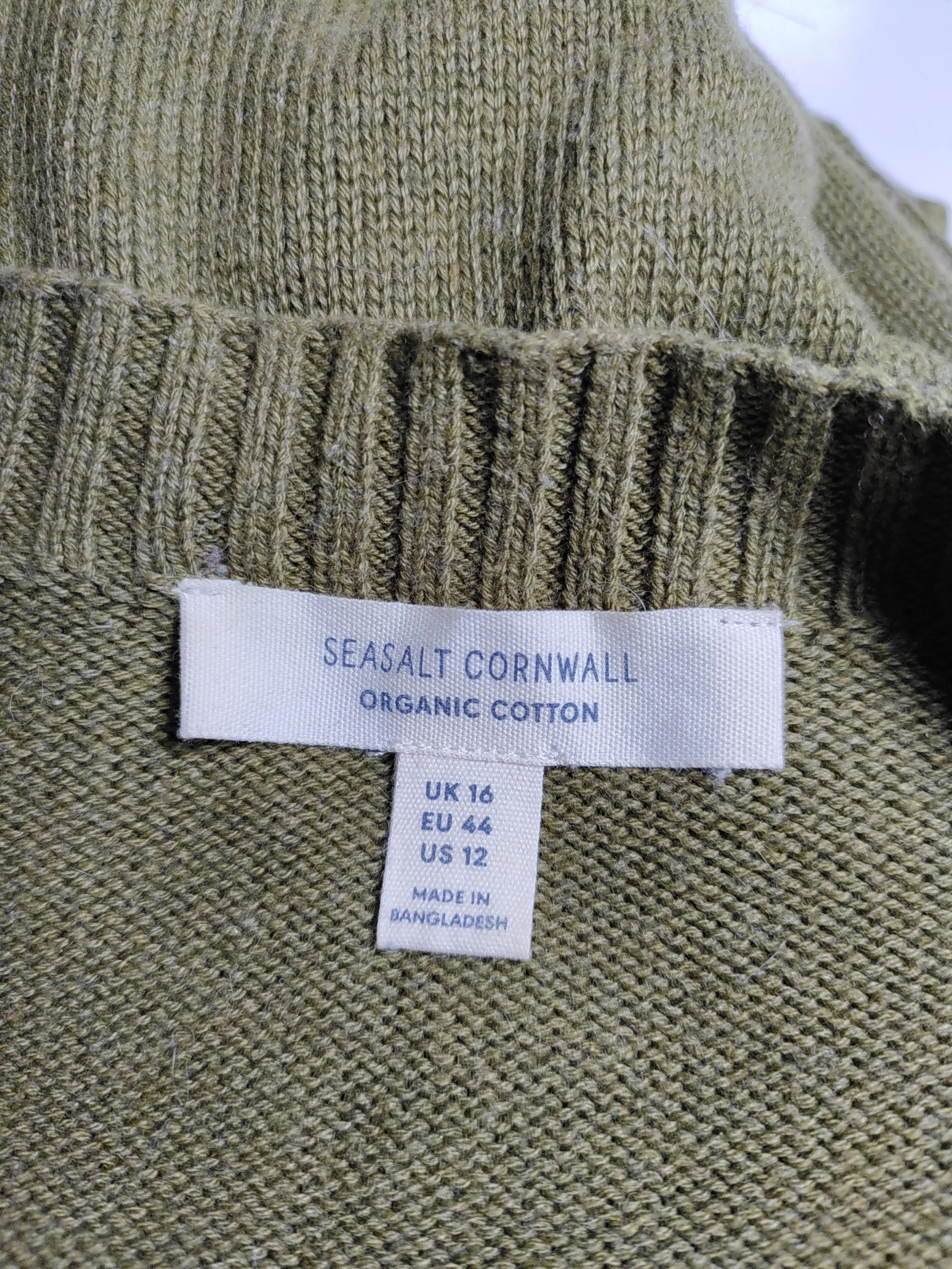 SEASALT CORNWALL Women's Cardigan UK 16 Green 100% Cotton Round Neck Cardigan - Image 5