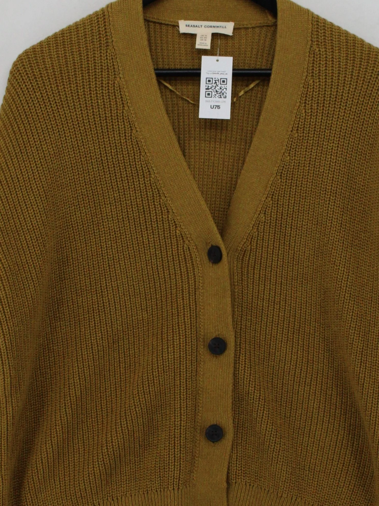 SEASALT CORNWALL Women's Cardigan UK 16 Yellow 100% Cotton V-Neck Cardigan - Image 3
