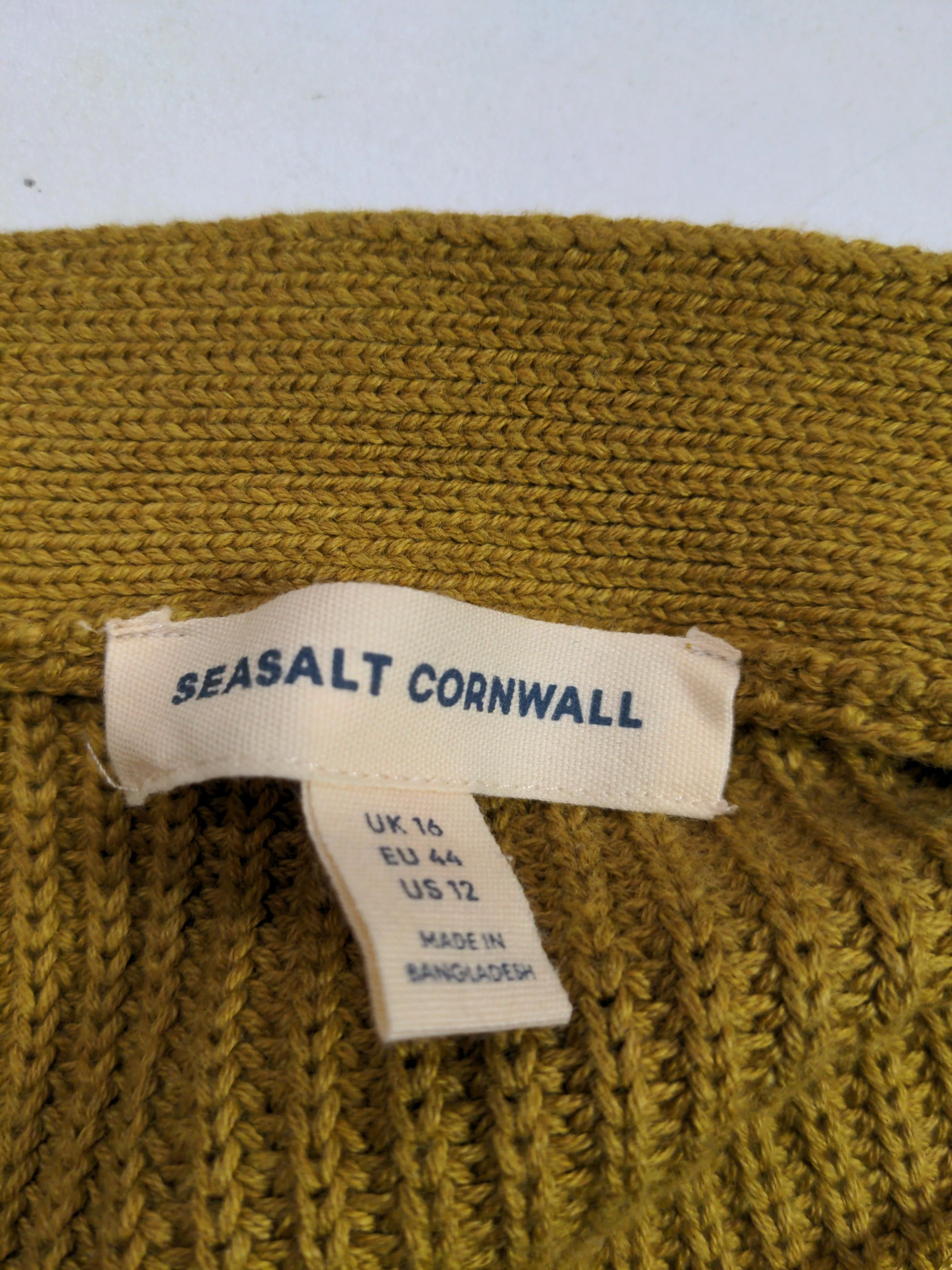 SEASALT CORNWALL Women's Cardigan UK 16 Yellow 100% Cotton V-Neck Cardigan - Image 5