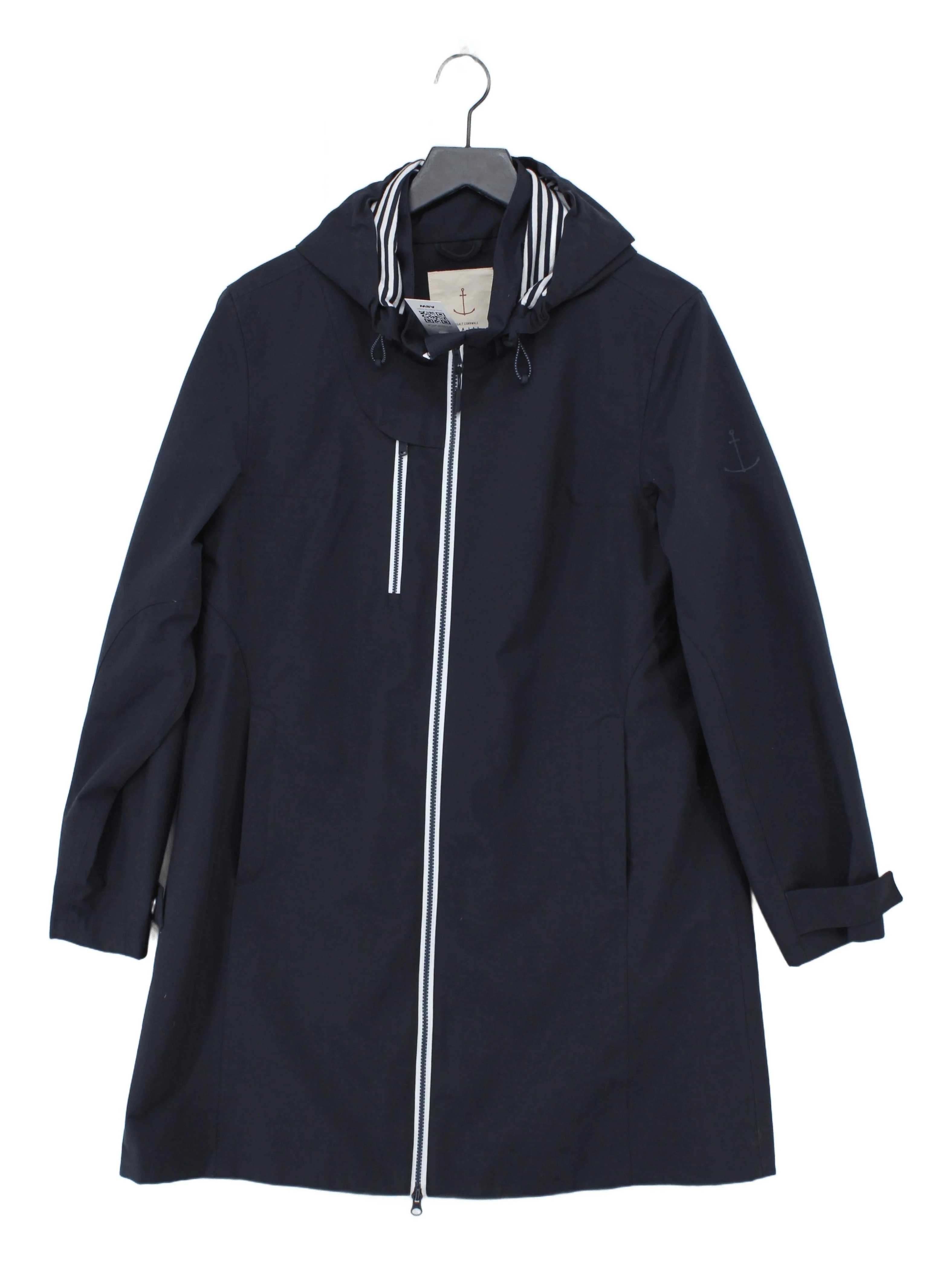 SEASALT CORNWALL Women's Coat UK 16 Blue Cotton with Nylon Rain Coat