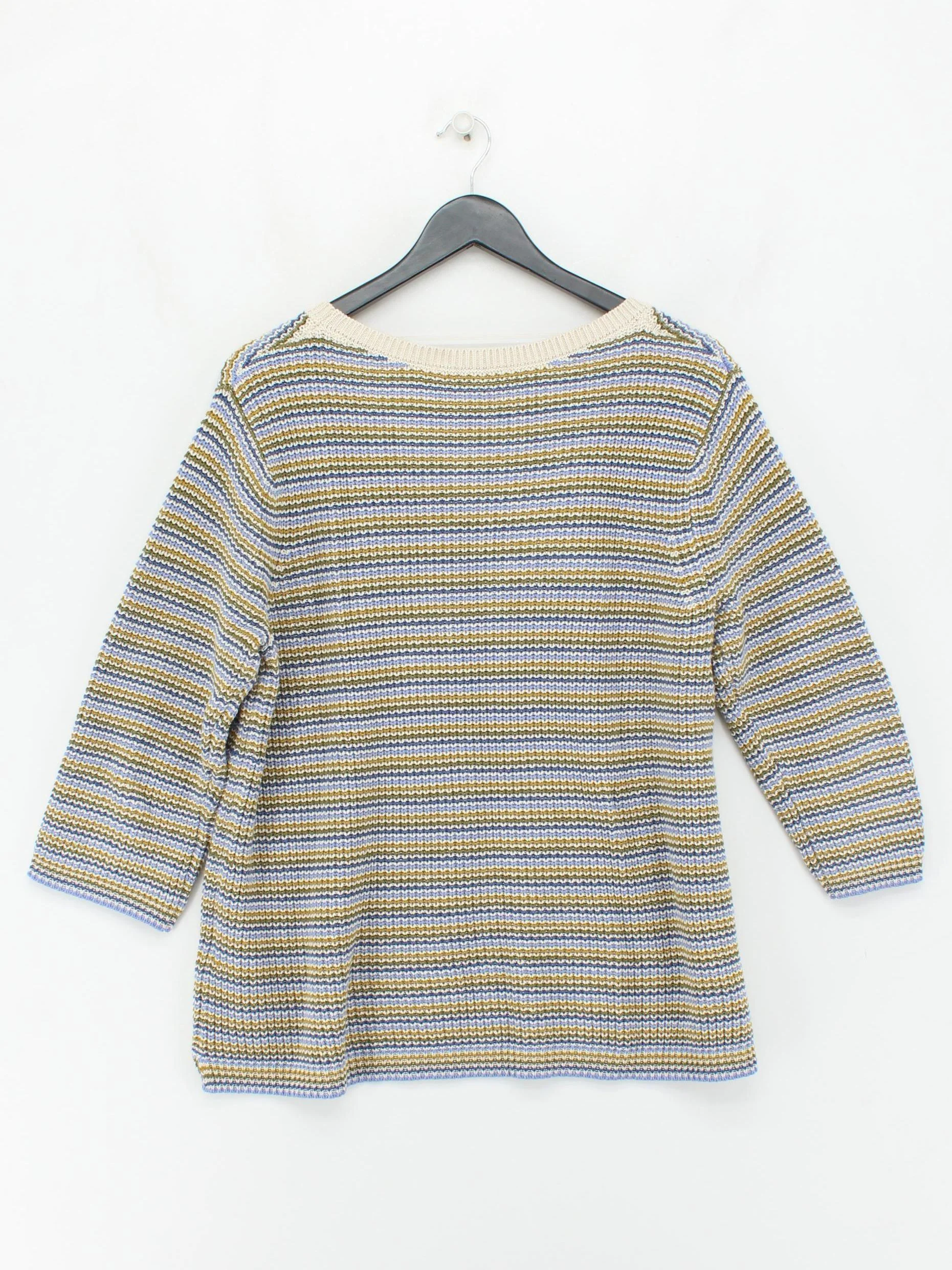 SEASALT CORNWALL Women's Jumper L Multi Striped 100% Cotton Round Neck Pullover - Image 2
