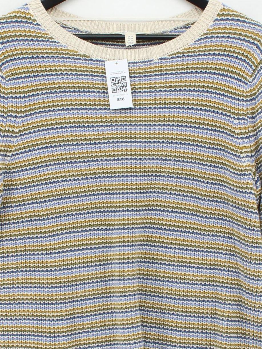 SEASALT CORNWALL Women's Jumper L Multi Striped 100% Cotton Round Neck Pullover - Image 3