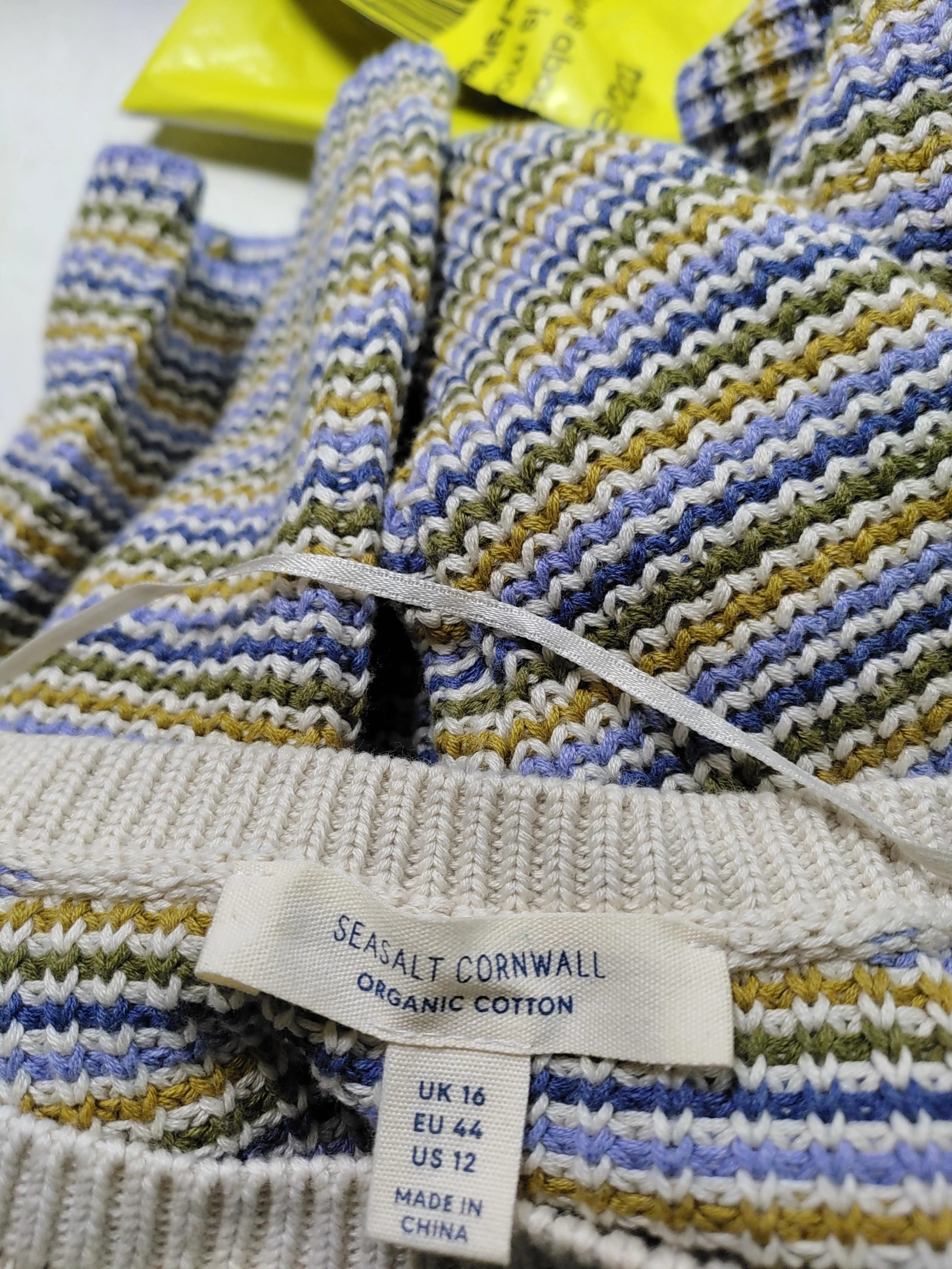 SEASALT CORNWALL Women's Jumper L Multi Striped 100% Cotton Round Neck Pullover - Image 5