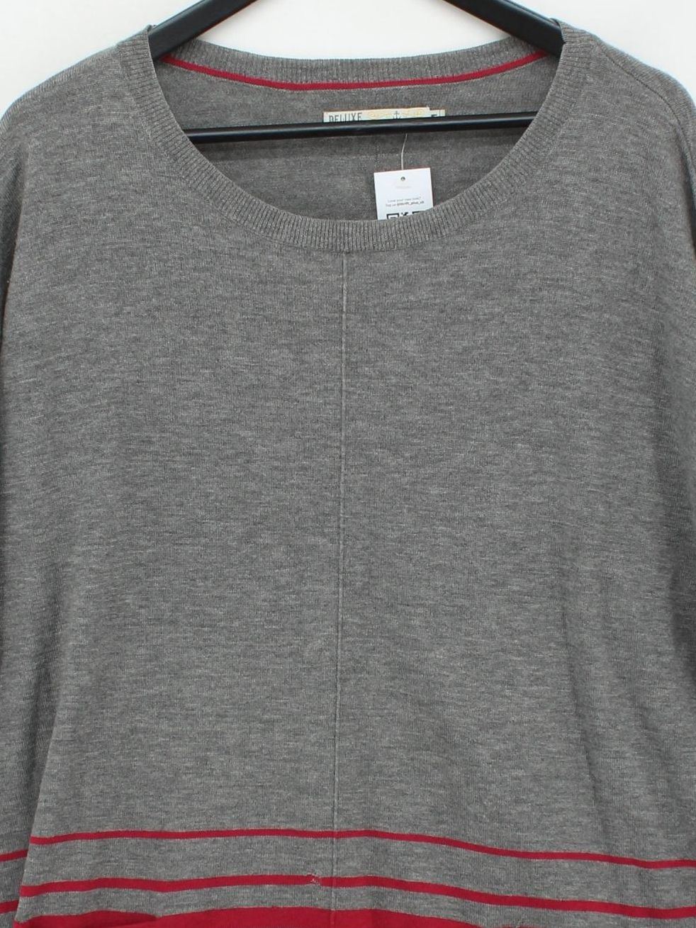 SEASALT CORNWALL Women's Jumper M Grey Striped 100% Wool Crew Neck Pullover - Image 3