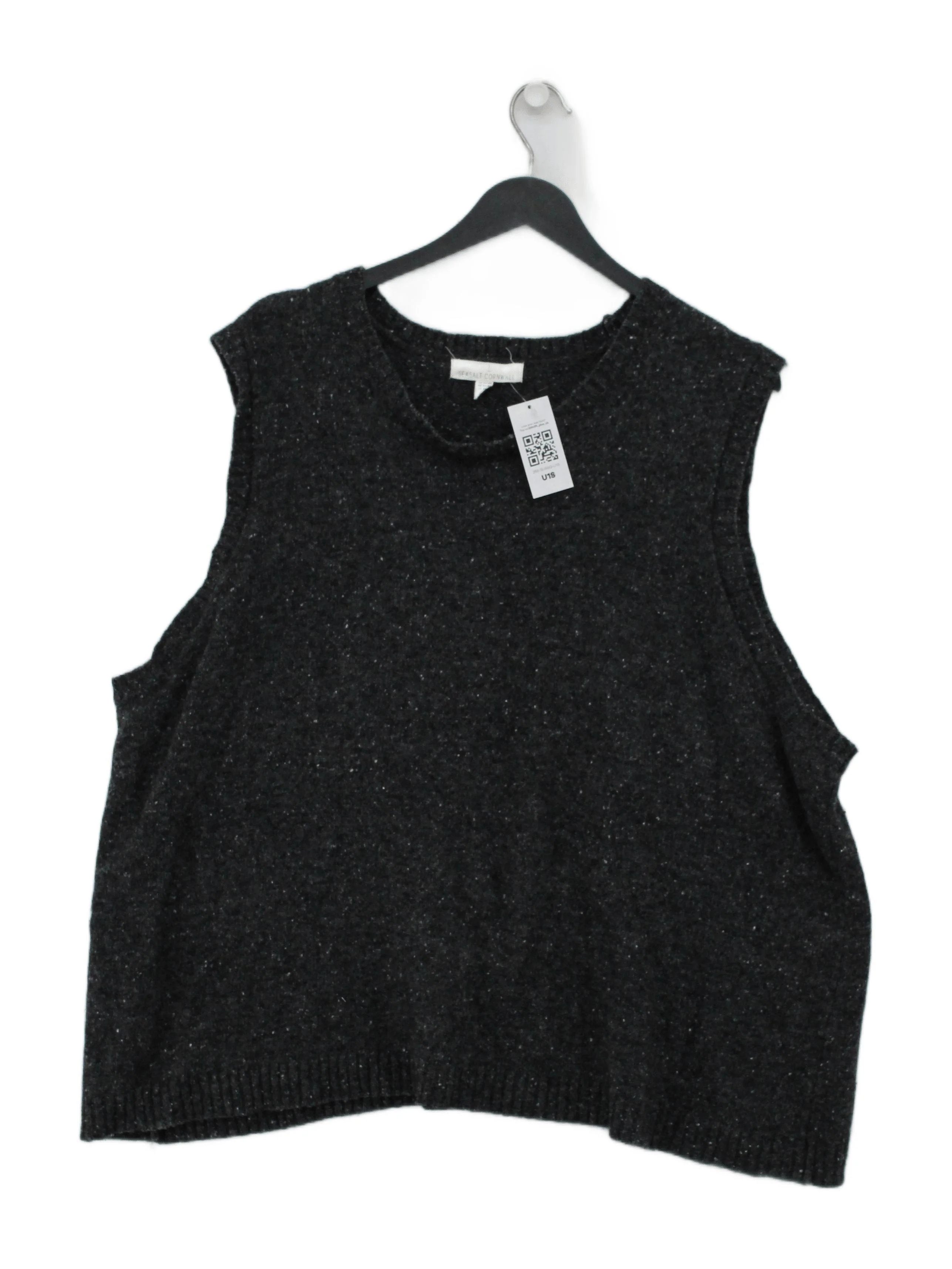SEASALT CORNWALL Women's Jumper S Grey Wool with Nylon Round Neck Vest