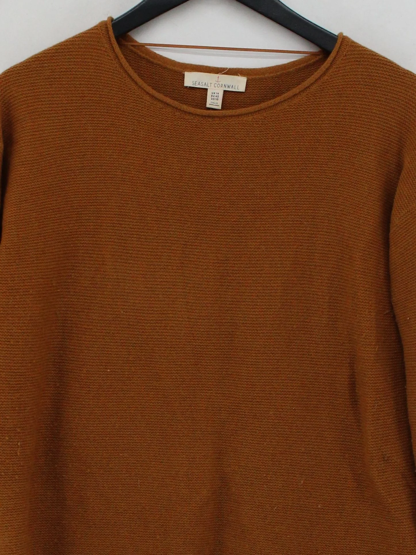 SEASALT CORNWALL Women's Jumper UK 14 Brown Wool with Nylon Round Neck Pullover - Image 3