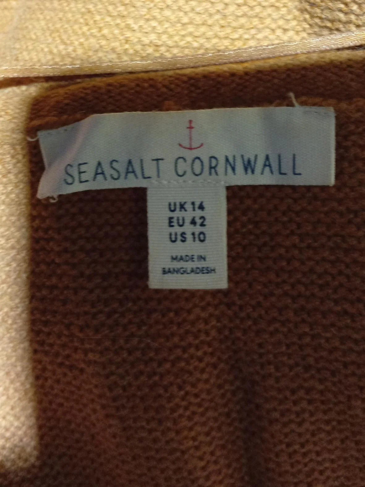 SEASALT CORNWALL Women's Jumper UK 14 Brown Wool with Nylon Round Neck Pullover - Image 5