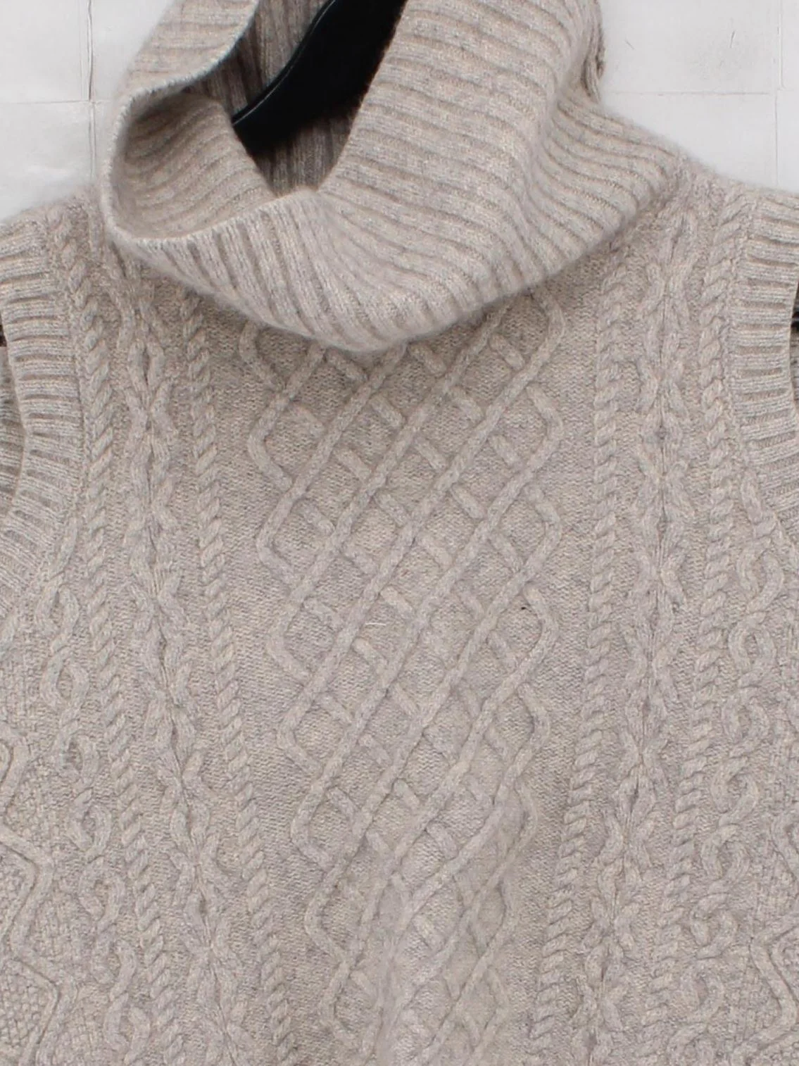 SEASALT CORNWALL Women's Jumper UK 14 Cream Wool with Cotton Roll Neck Vest - Image 3