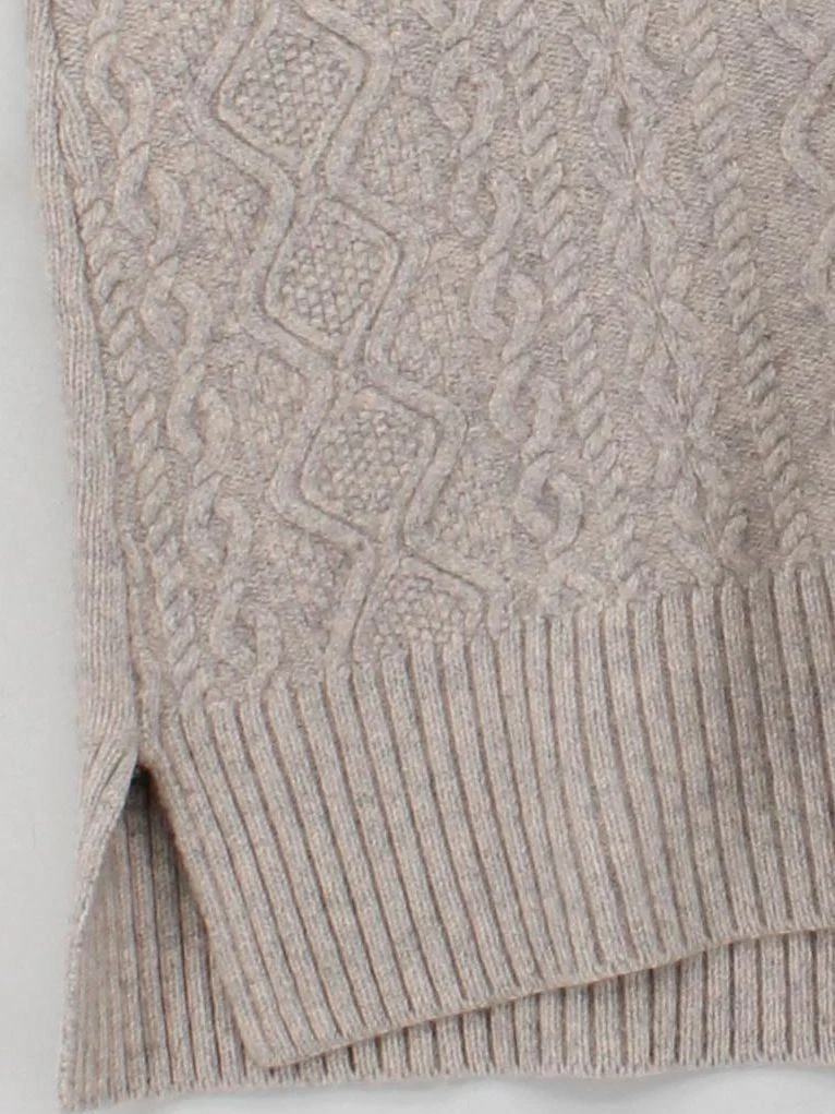 SEASALT CORNWALL Women's Jumper UK 14 Cream Wool with Cotton Roll Neck Vest - Image 4