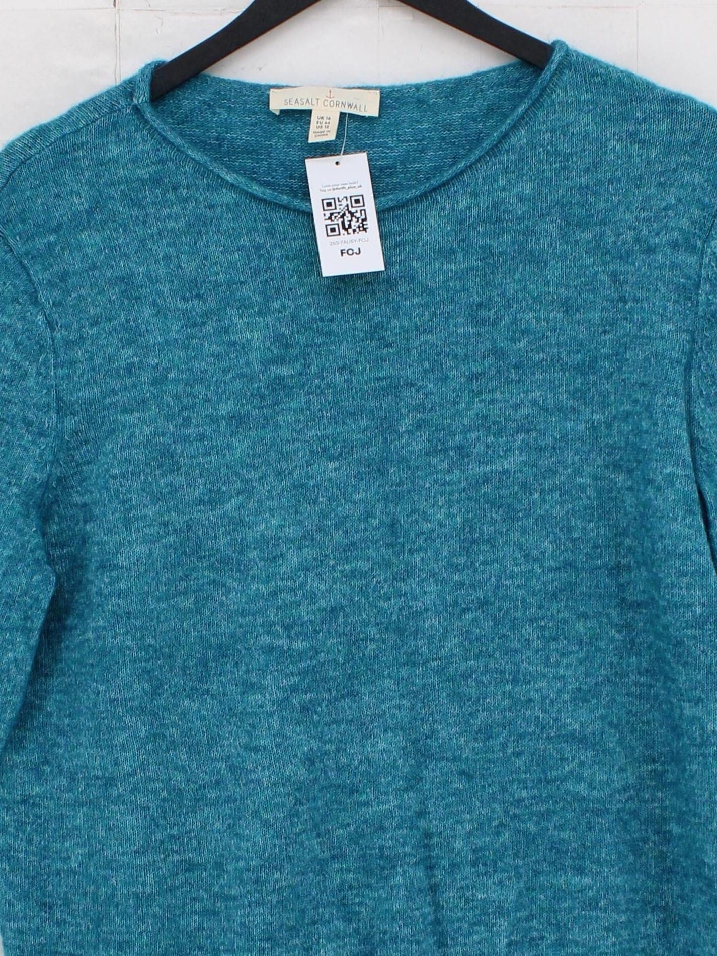 SEASALT CORNWALL Women's Jumper UK 16 Blue Other with Nylon Round Neck Pullover - Image 3