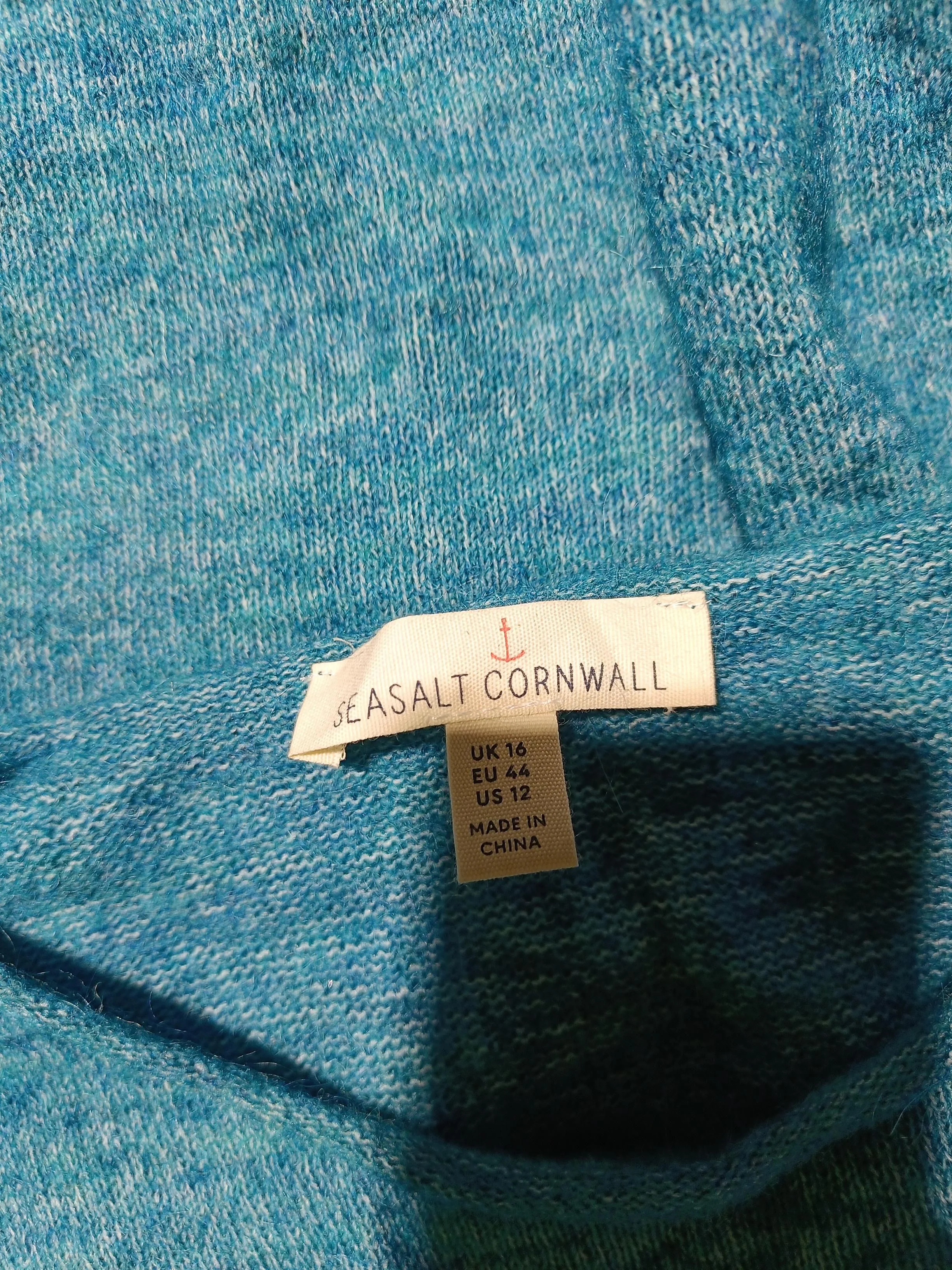 SEASALT CORNWALL Women's Jumper UK 16 Blue Other with Nylon Round Neck Pullover - Image 5