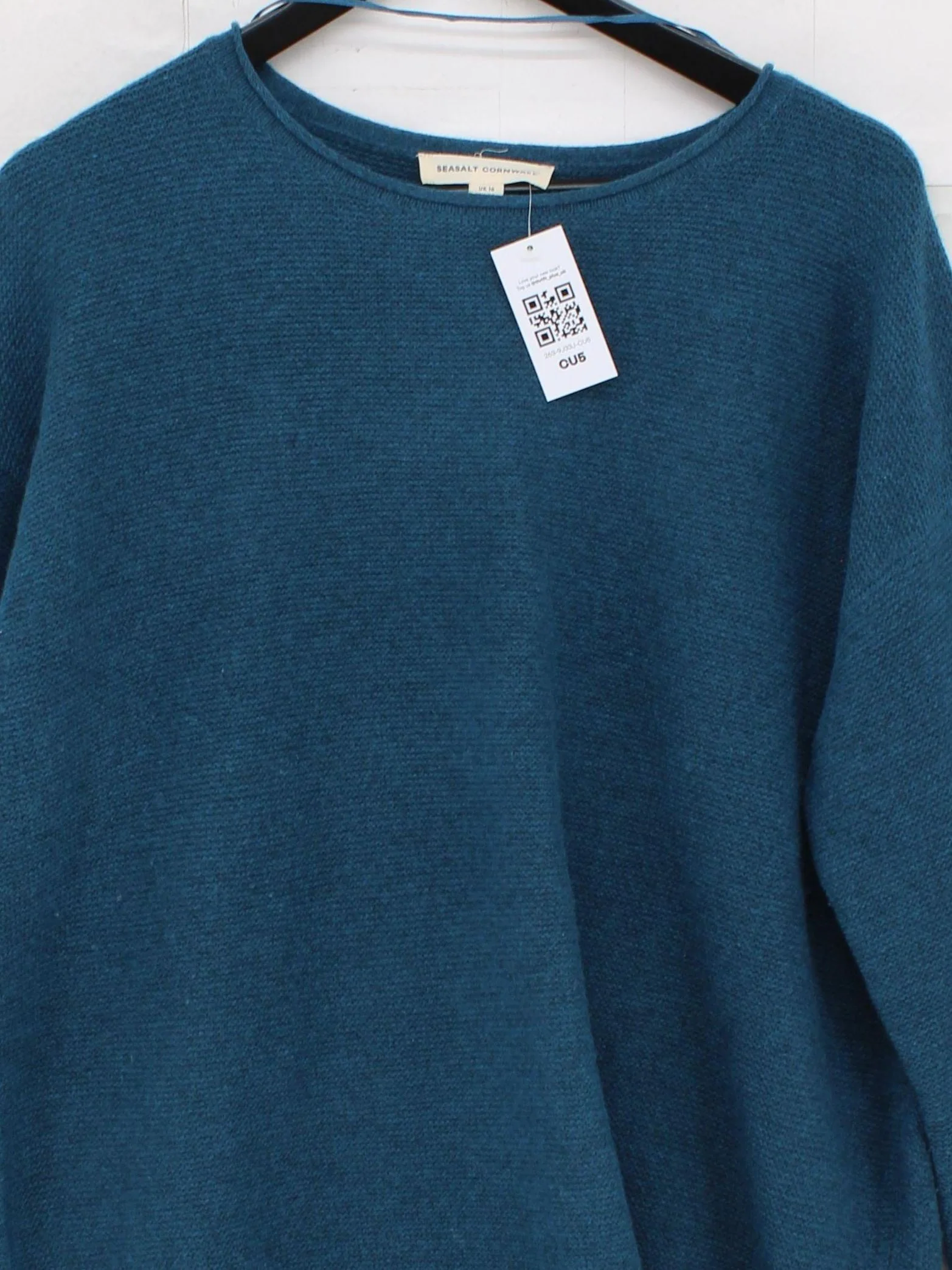 SEASALT CORNWALL Women's Jumper UK 16 Blue Wool with Nylon Round Neck Pullover - Image 3