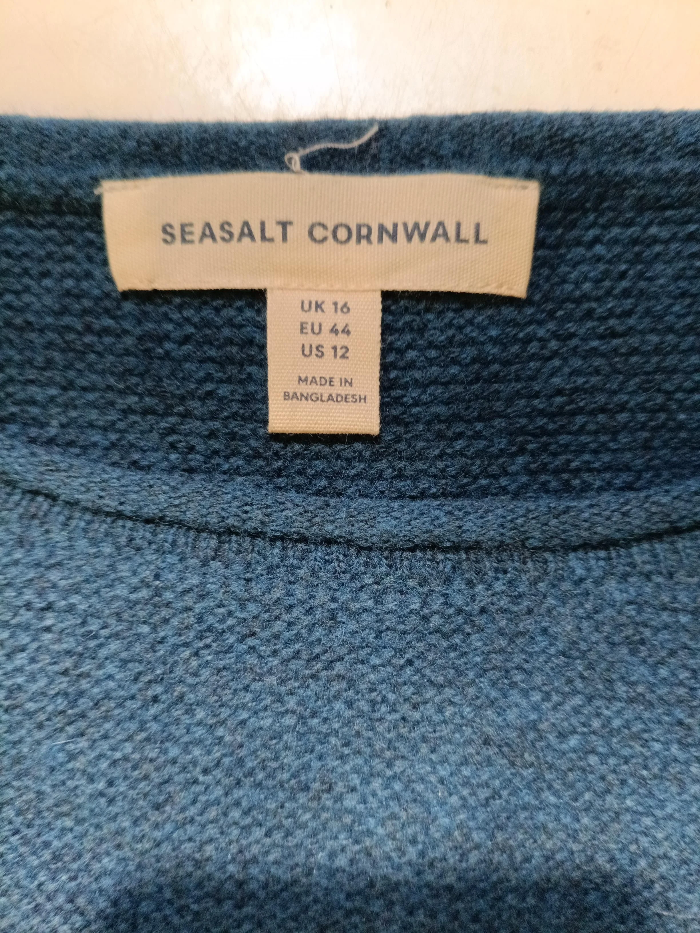 SEASALT CORNWALL Women's Jumper UK 16 Blue Wool with Nylon Round Neck Pullover - Image 5
