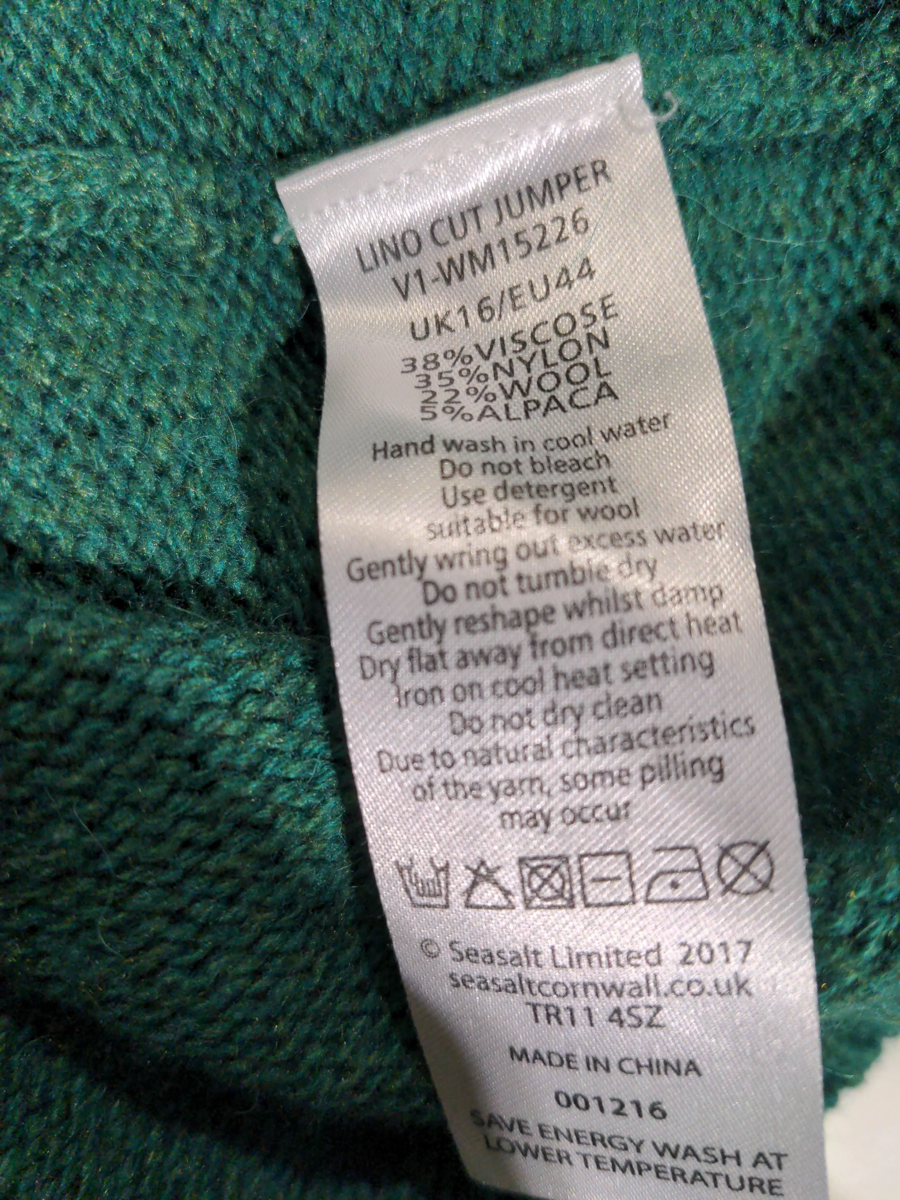 SEASALT CORNWALL Women's Jumper UK 16 Green Viscose - Image 6