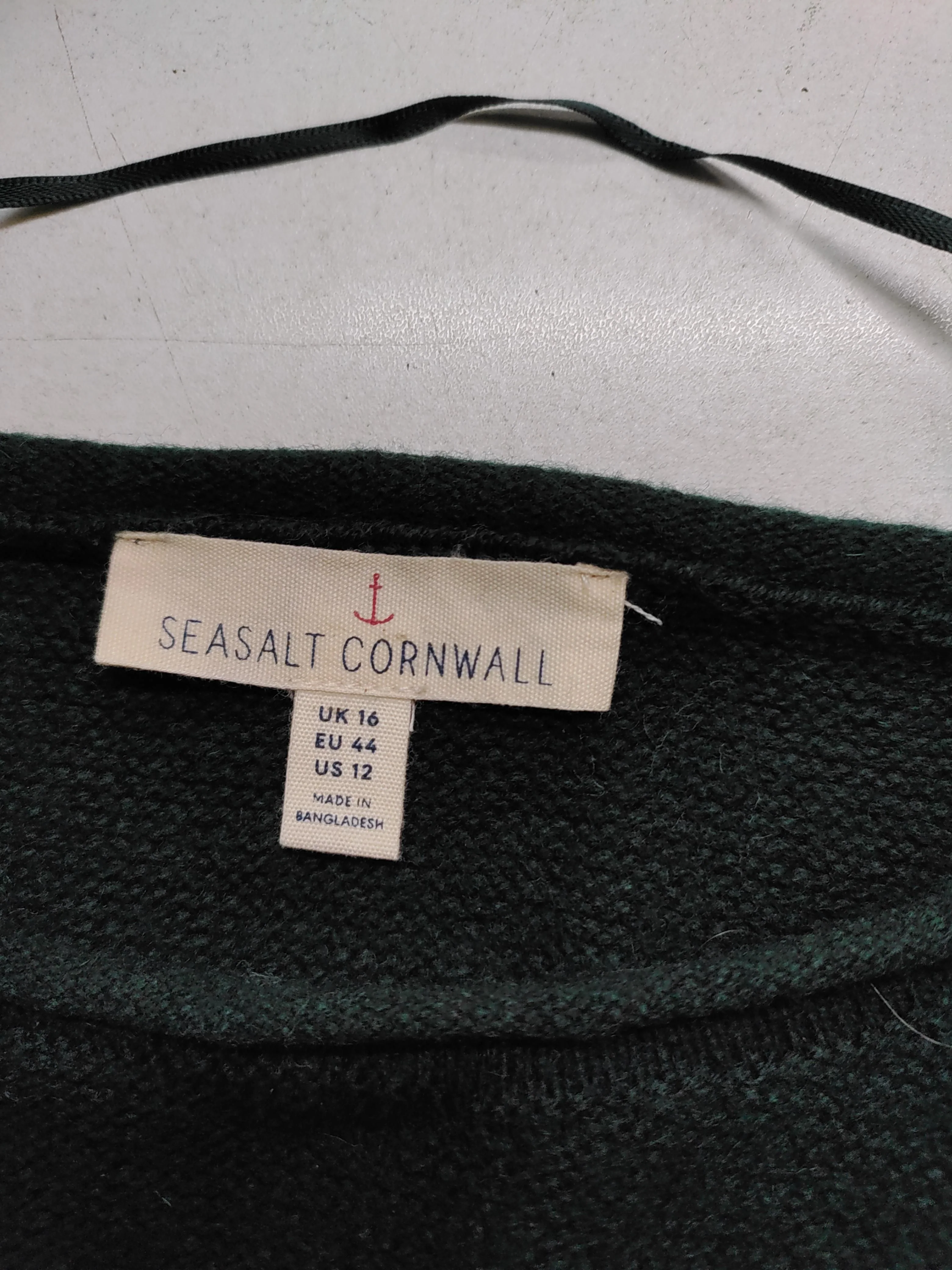 SEASALT CORNWALL Women's Jumper UK 16 Green Wool with Nylon Round Neck Pullover - Image 6