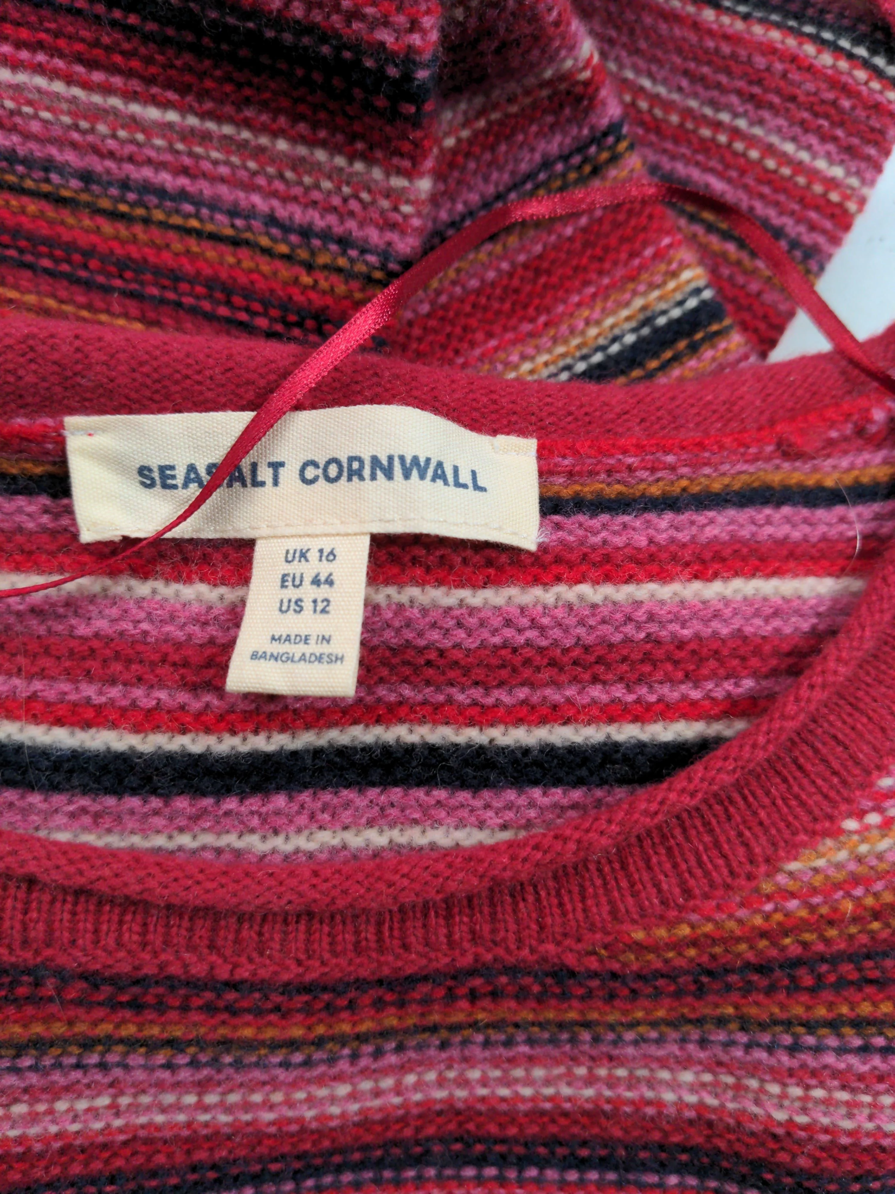SEASALT CORNWALL Women's Jumper UK 16 Multi Wool with Nylon Pullover - Image 5