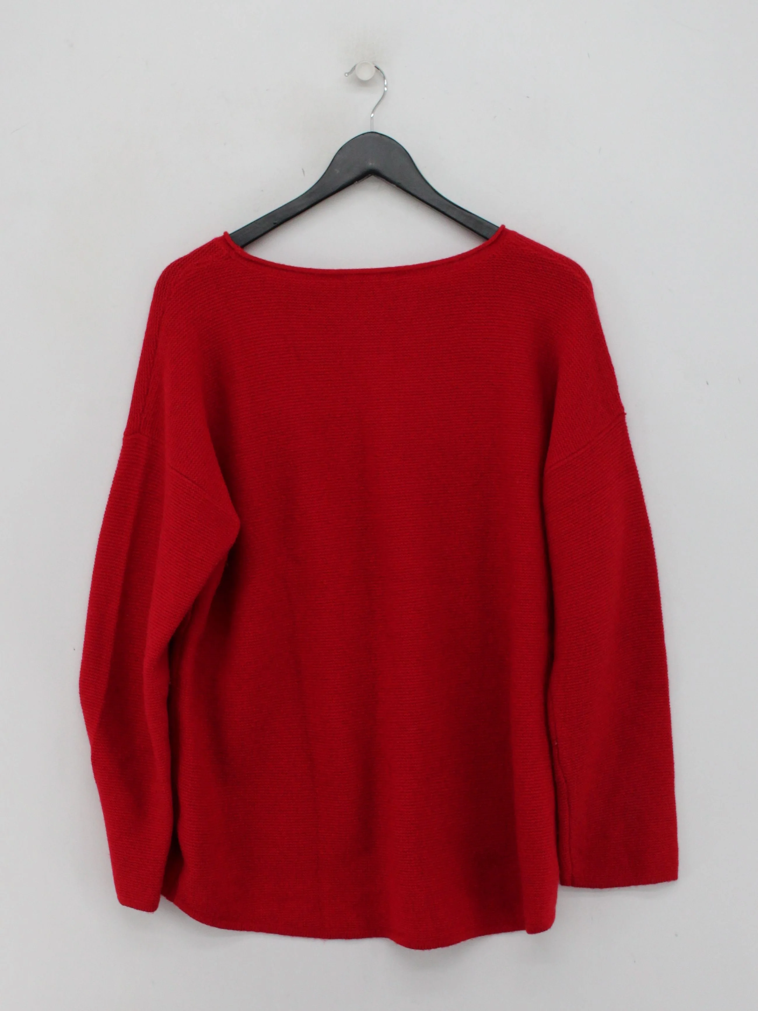 SEASALT CORNWALL Women's Jumper UK 16 Red Wool with Nylon Round Neck Pullover - Image 2