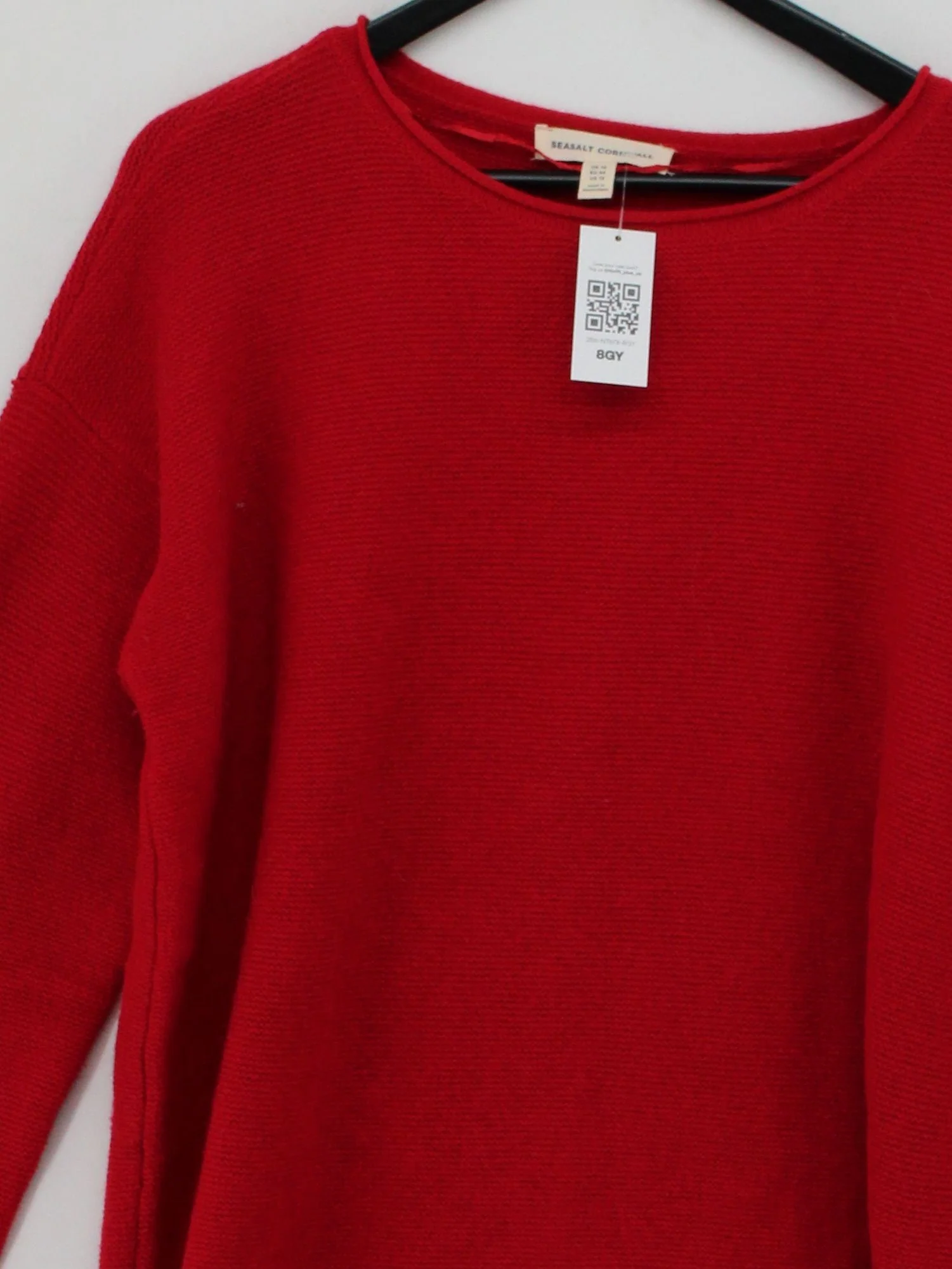 SEASALT CORNWALL Women's Jumper UK 16 Red Wool with Nylon Round Neck Pullover - Image 3