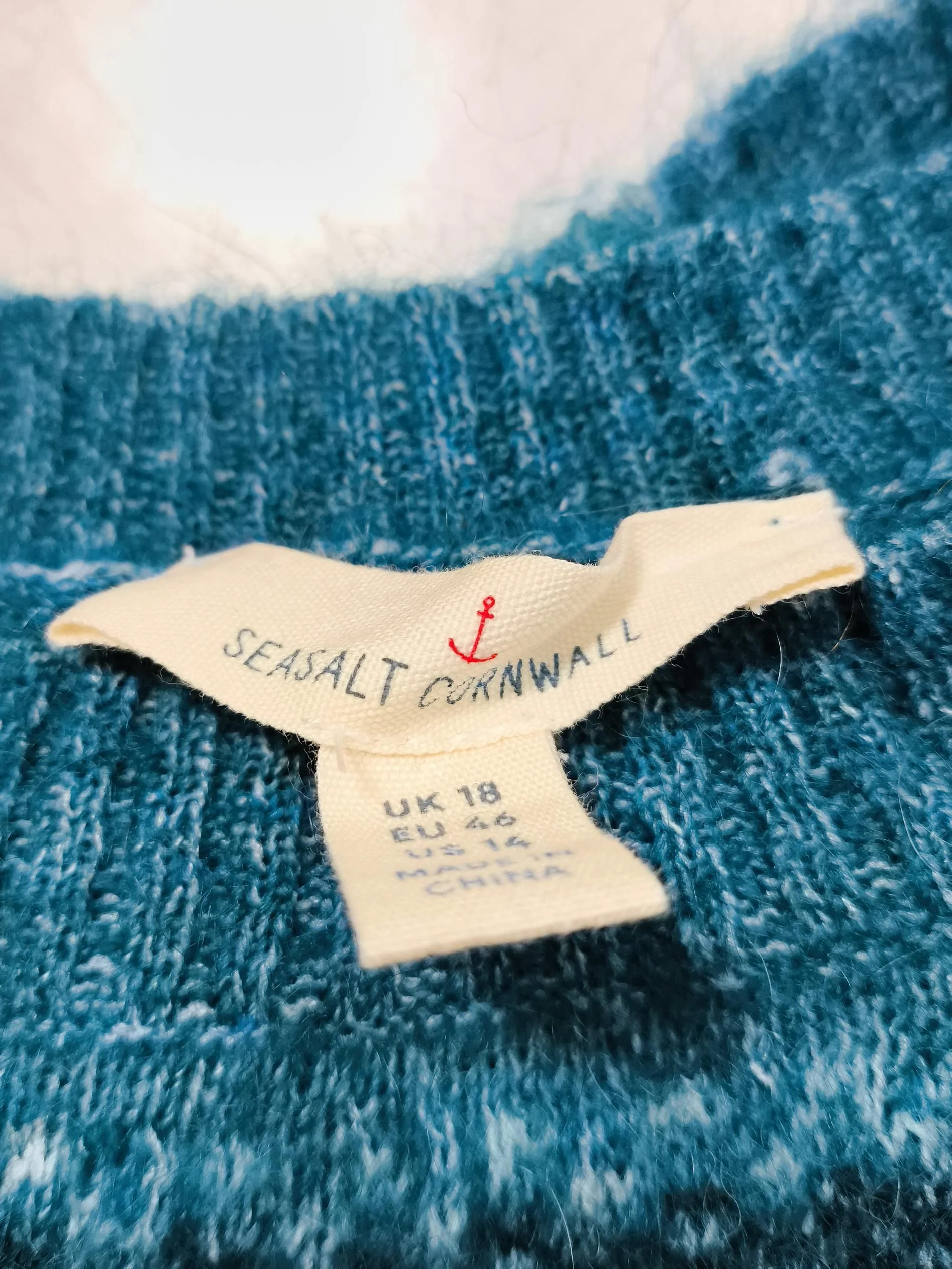 SEASALT CORNWALL Women's Jumper UK 18 Blue Wool with Mohair, Elastane Pullover - Image 5