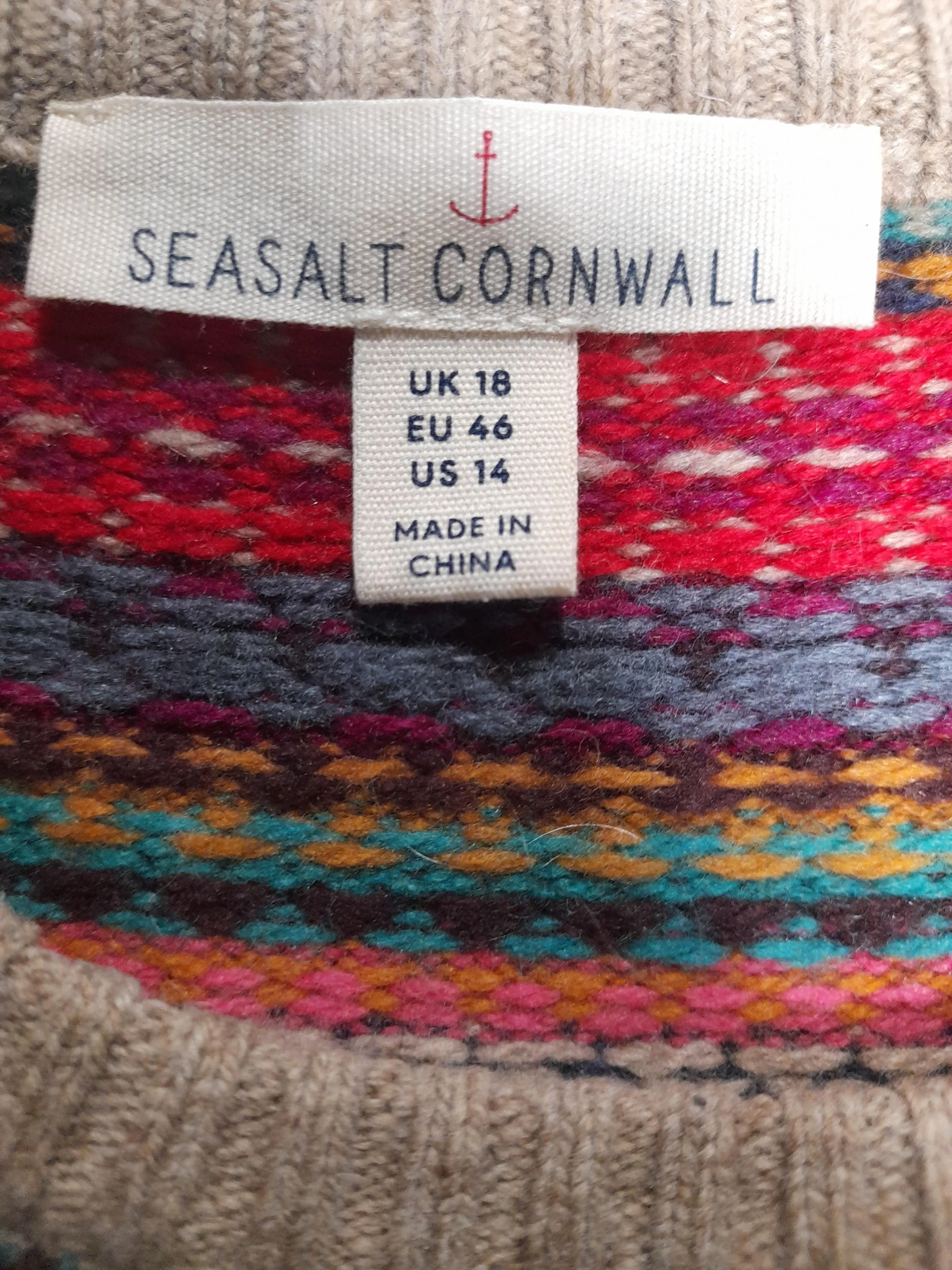 SEASALT CORNWALL Women's Jumper UK 18 Multi Wool with Nylon Vest - Image 5