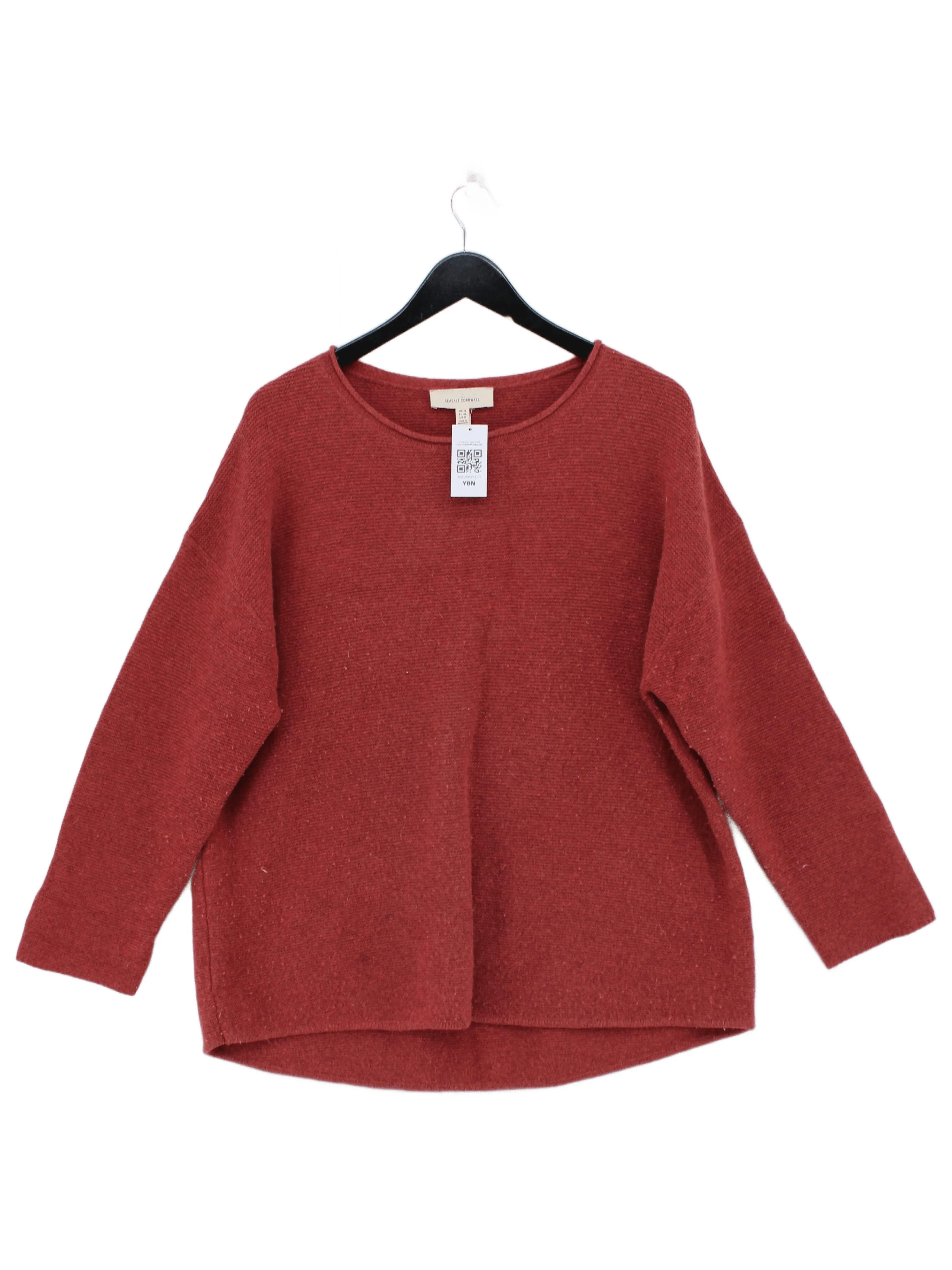 SEASALT CORNWALL Women's Jumper UK 18 Red 100% Other Round Neck Pullover