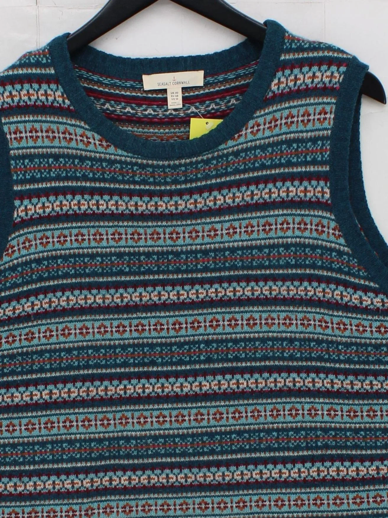 SEASALT CORNWALL Women's Jumper UK 20 Blue Wool with Nylon Vest - Image 3