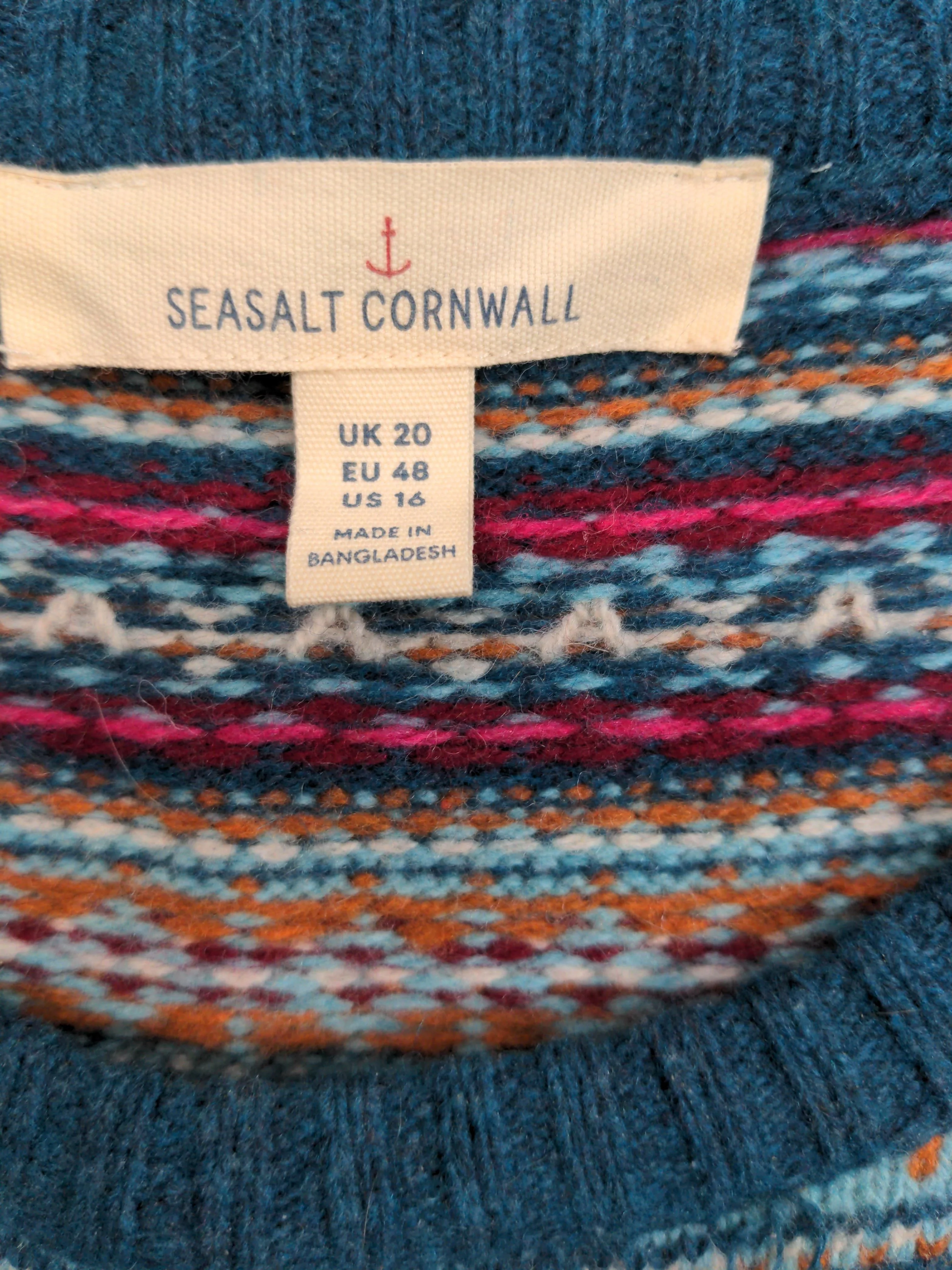 SEASALT CORNWALL Women's Jumper UK 20 Blue Wool with Nylon Vest - Image 6
