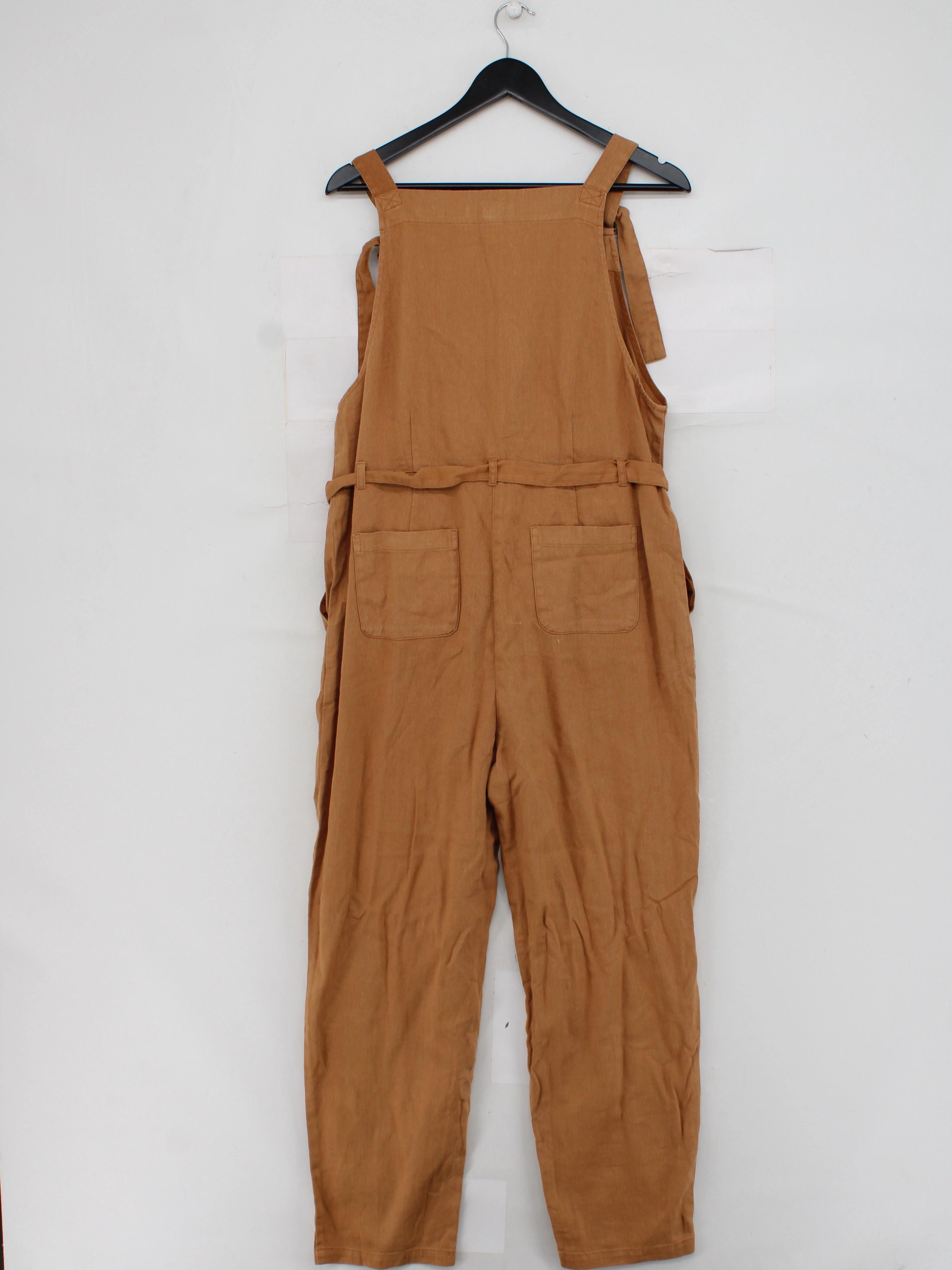 SEASALT CORNWALL Women's Jumpsuit UK 12 Tan Linen with Cotton Wide-Leg Jumpsuit - Image 2