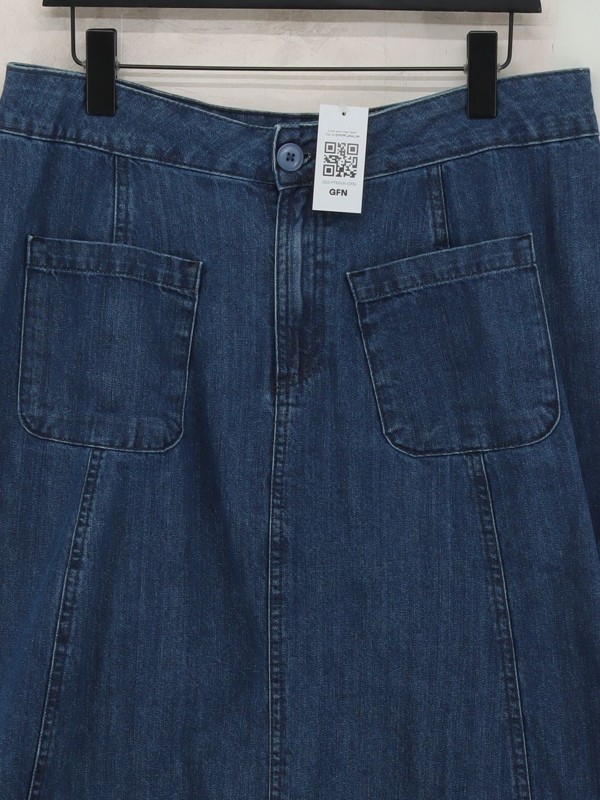 SEASALT CORNWALL Women's Midi Skirt L Blue 100% Cotton Midi A-Line - Image 3
