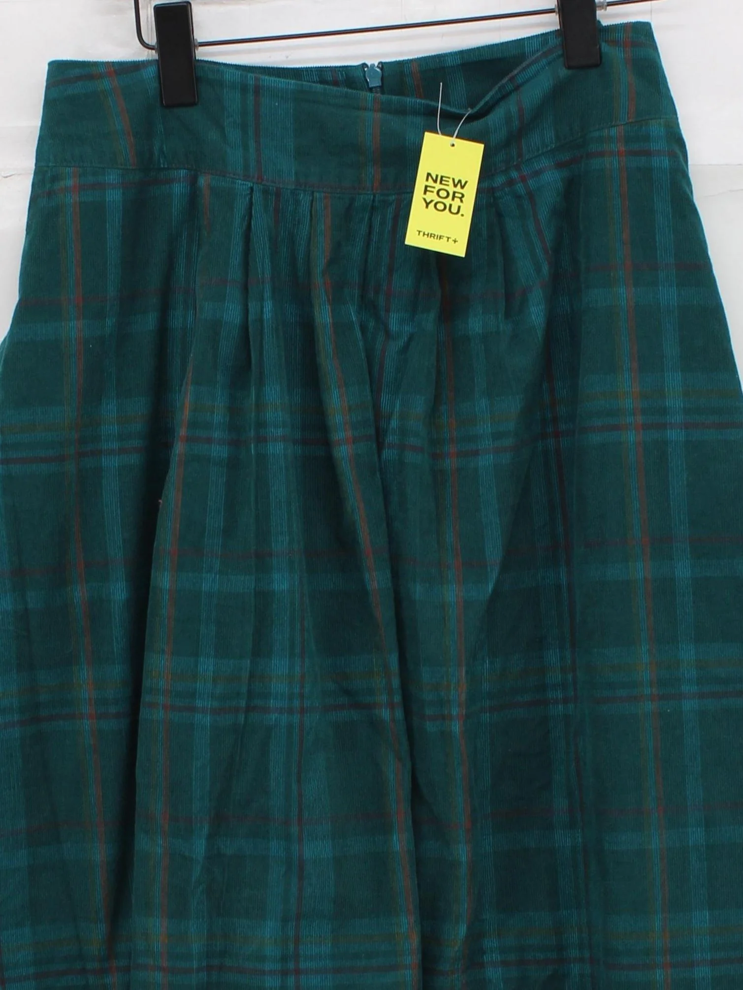 SEASALT CORNWALL Women's Midi Skirt L Green Checkered 100% Cotton Midi A-Line - Image 3