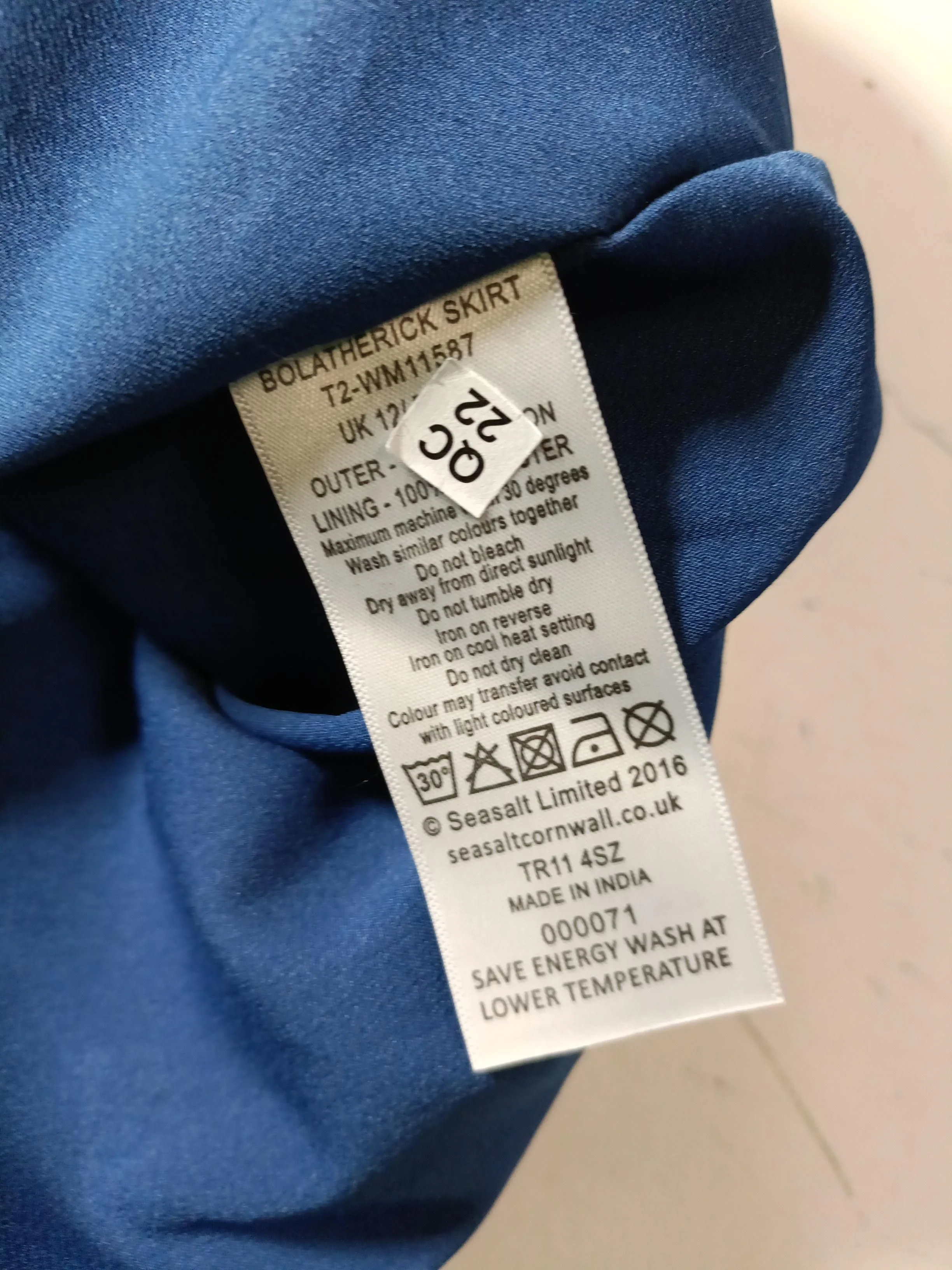 SEASALT CORNWALL Women's Midi Skirt UK 12 Blue 100% Other Midi A-Line - Image 6