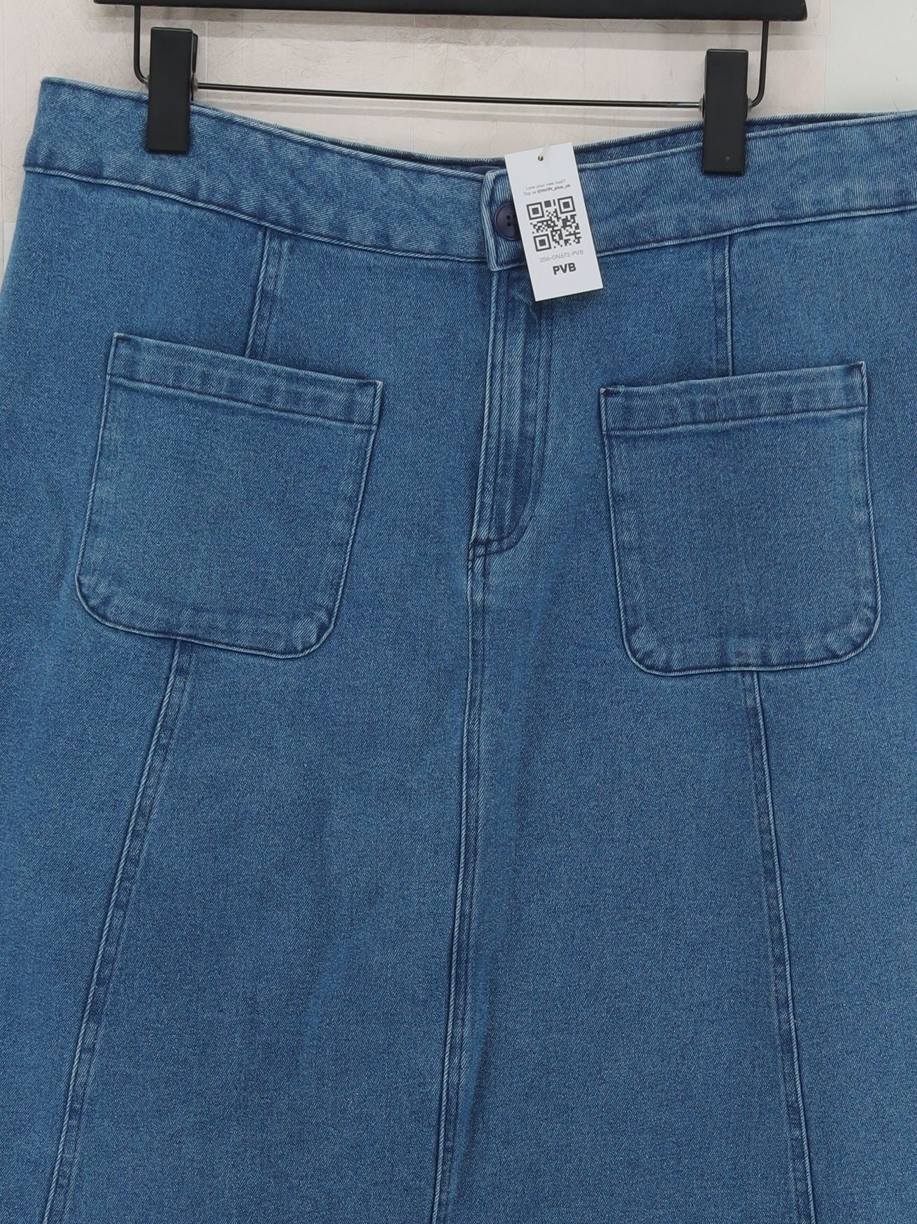 SEASALT CORNWALL Women's Midi Skirt UK 16 Blue Cotton with Elastane Midi A-Line - Image 3