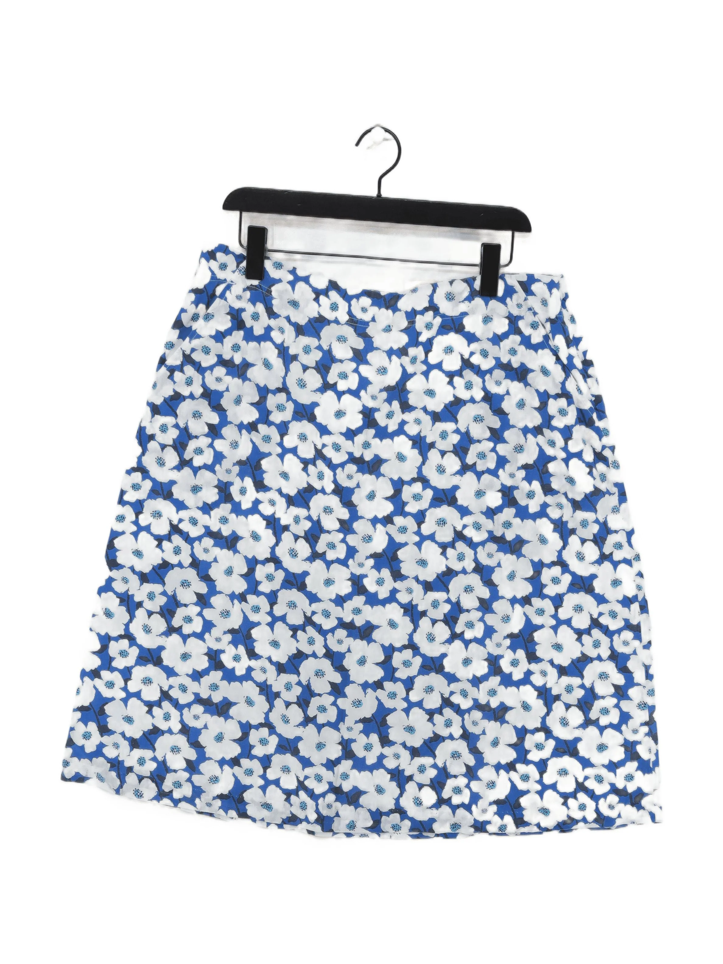 SEASALT CORNWALL Women's Midi Skirt UK 16 Blue Floral 100% Cotton Midi A-Line