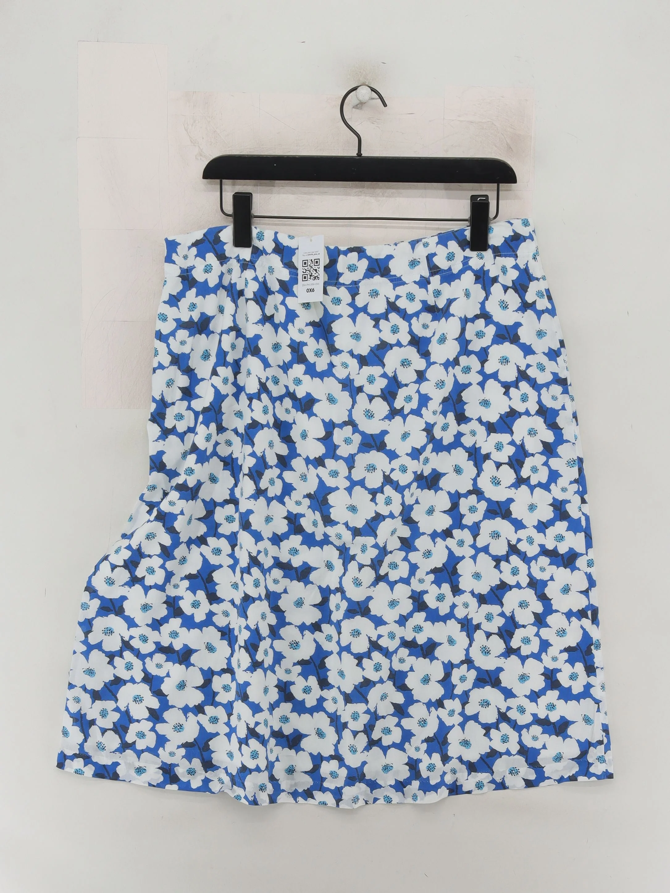 SEASALT CORNWALL Women's Midi Skirt UK 16 Blue Floral 100% Cotton Midi A-Line - Image 2