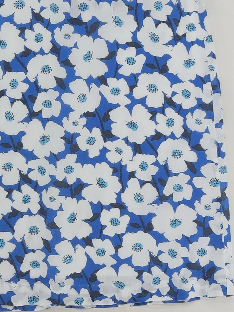 SEASALT CORNWALL Women's Midi Skirt UK 16 Blue Floral 100% Cotton Midi A-Line - Image 4