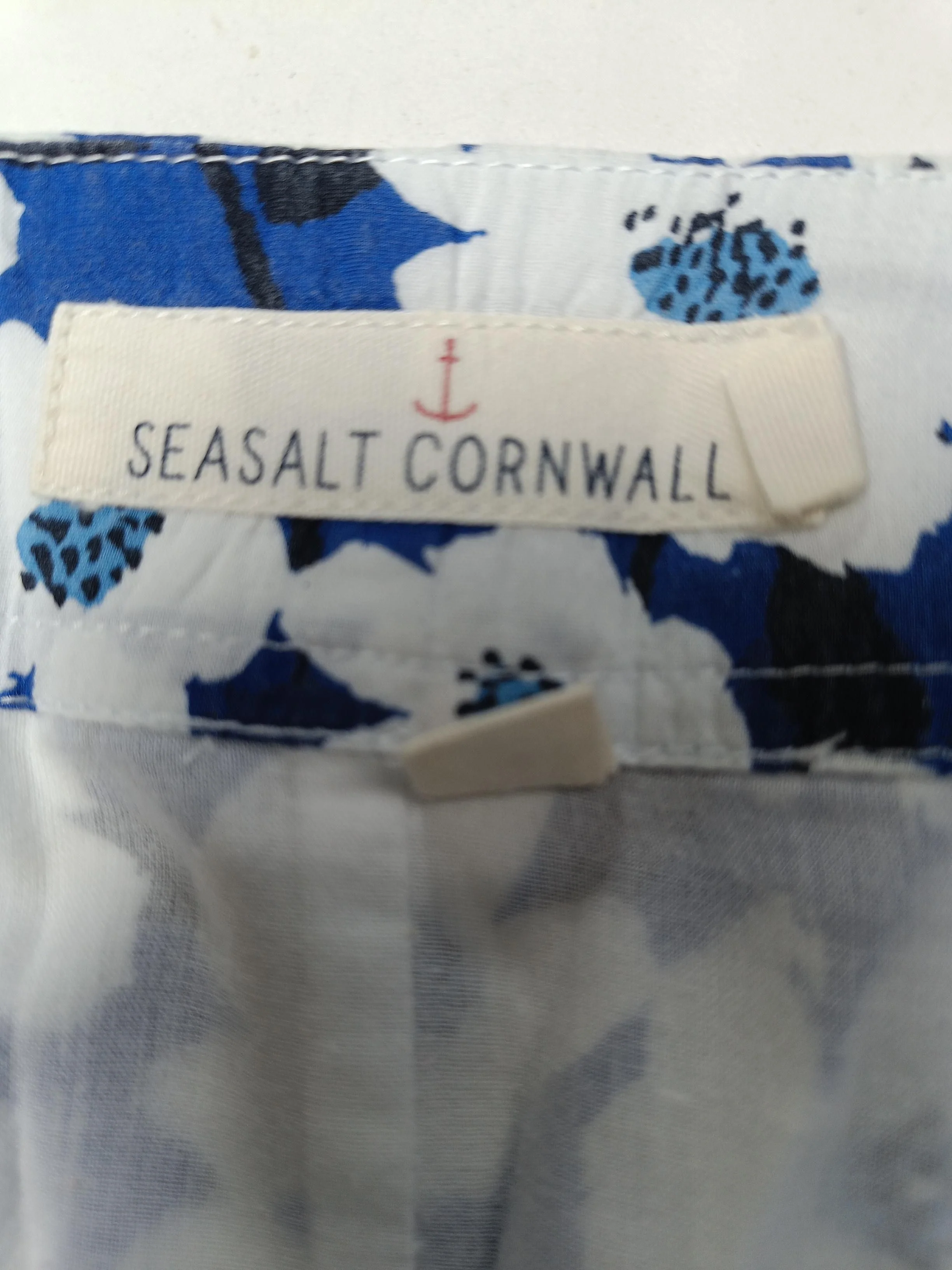 SEASALT CORNWALL Women's Midi Skirt UK 16 Blue Floral 100% Cotton Midi A-Line - Image 5