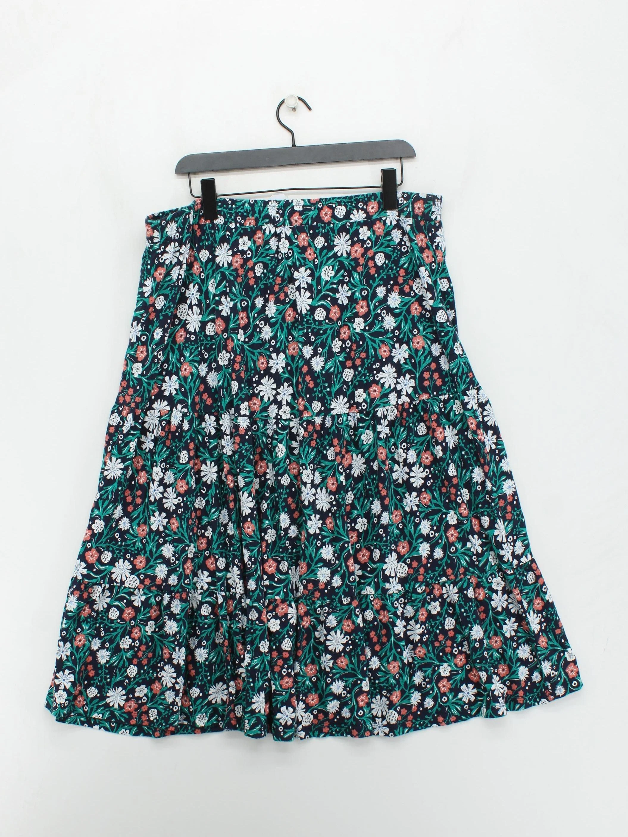 SEASALT CORNWALL Women's Midi Skirt UK 16 Multi Floral 100% Cotton Midi A-Line - Image 2