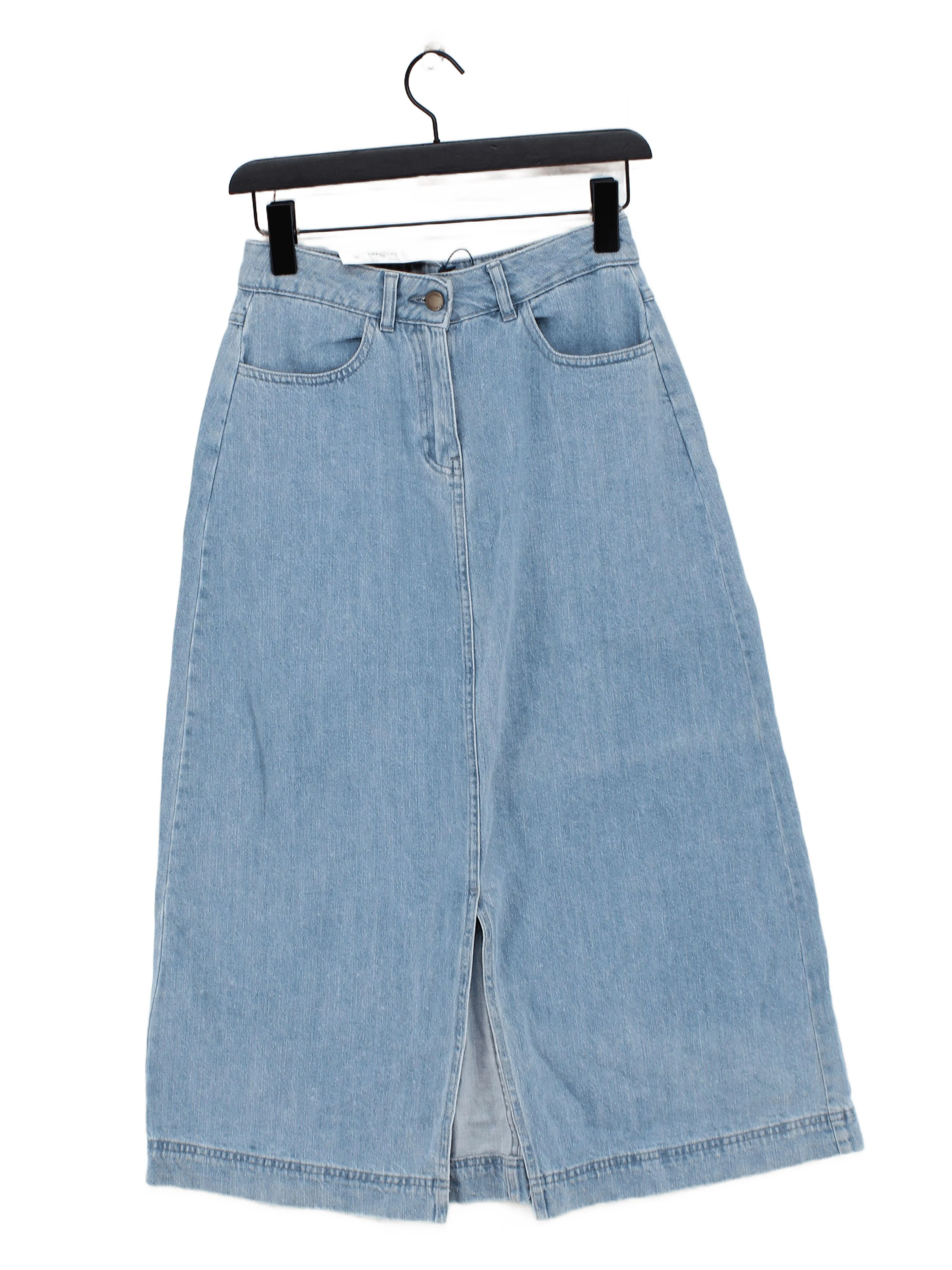 SEASALT CORNWALL Women's Midi Skirt UK 8 Blue 100% Cotton Midi A-Line