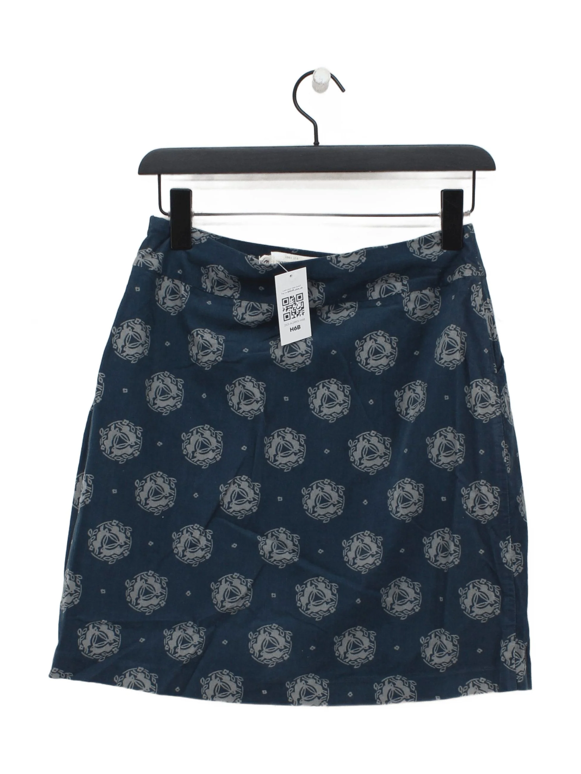 SEASALT CORNWALL Women's Mini Skirt UK 8 Blue Cotton with Polyester Mini