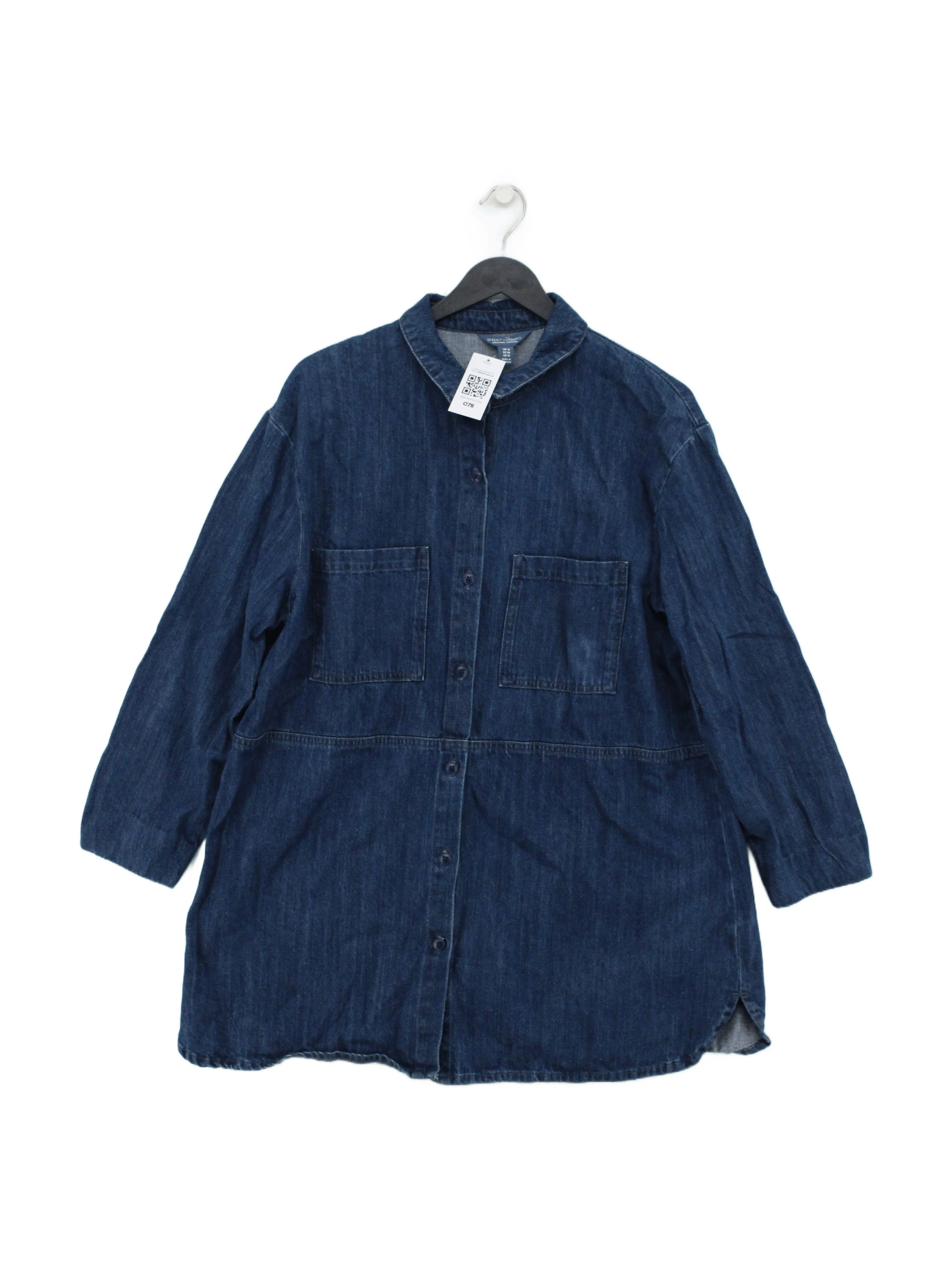 SEASALT CORNWALL Women's Shirt UK 16 Blue 100% Cotton Long Sleeve Collared Basic