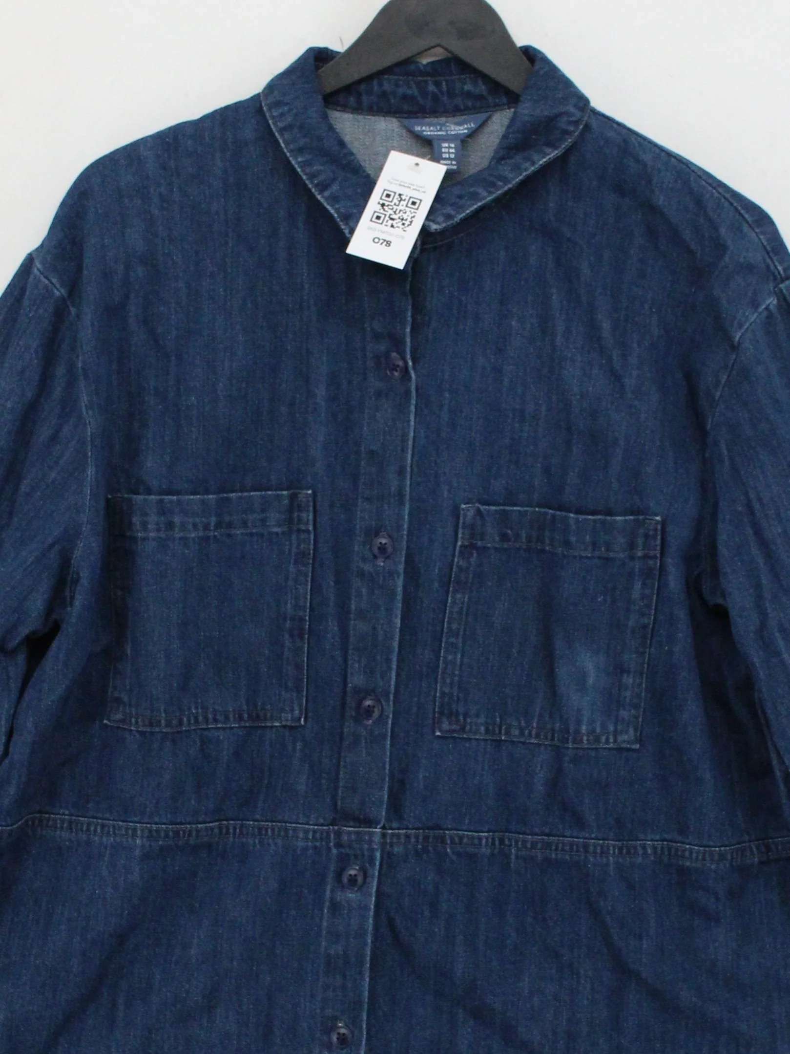 SEASALT CORNWALL Women's Shirt UK 16 Blue 100% Cotton Long Sleeve Collared Basic - Image 3