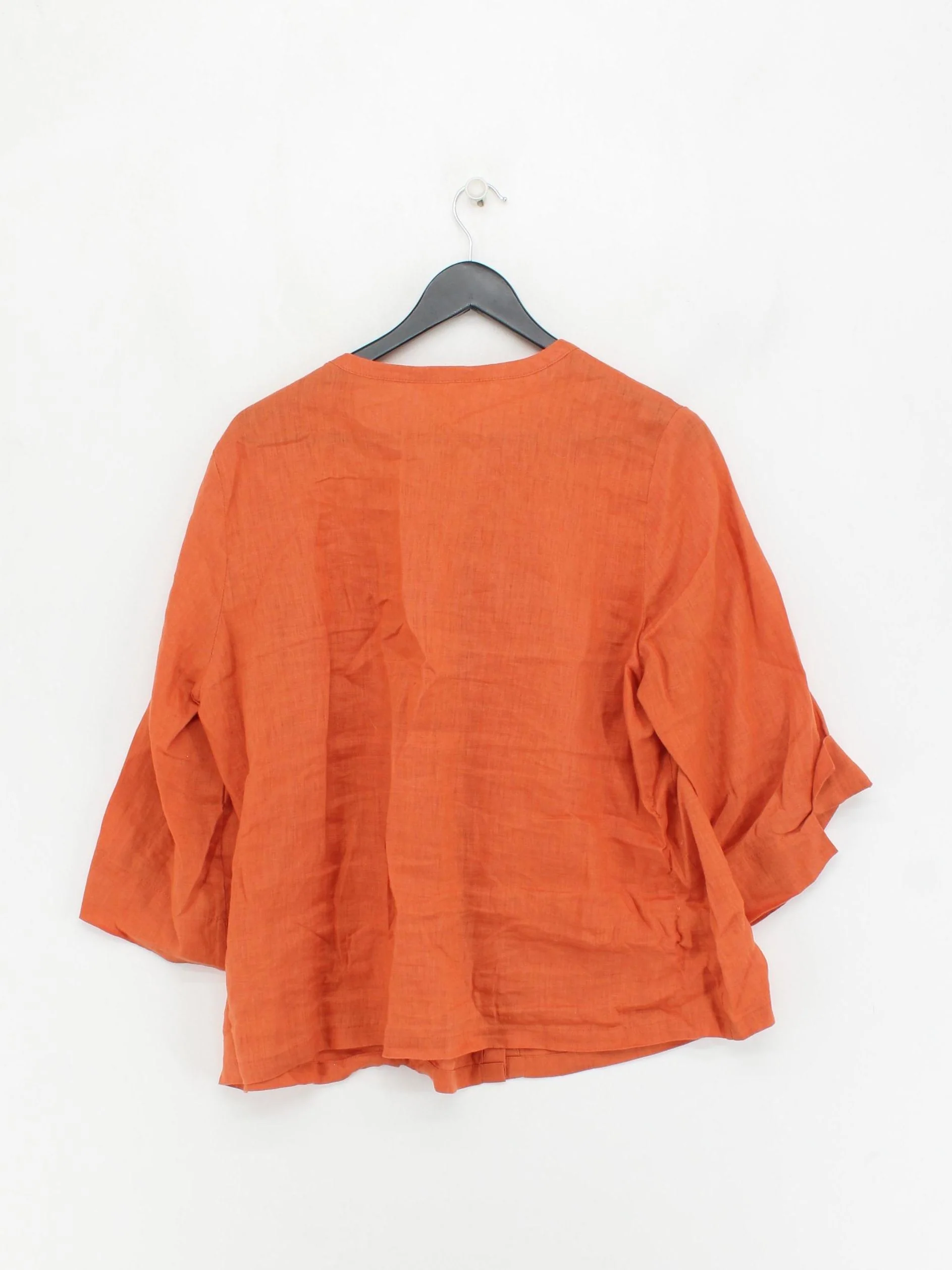 SEASALT CORNWALL Women's Shirt UK 16 Orange 100% Linen Basic - Image 2